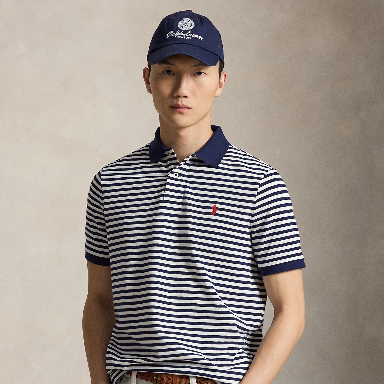 Classic Fit Striped Mesh Polo Shirt by Polo Ralph Lauren