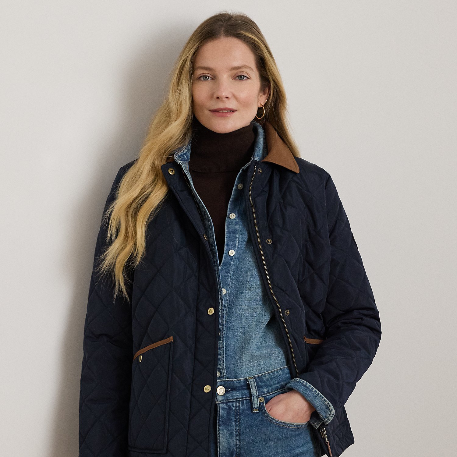 Twill-Trim Diamond-Quilted Barn Jacket