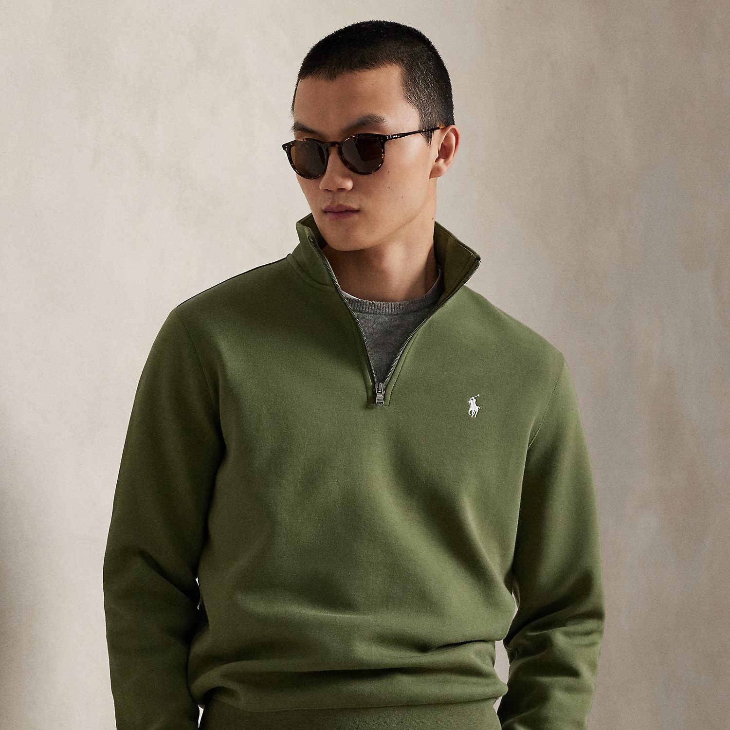 Double-Knit Quarter-Zip Pullover