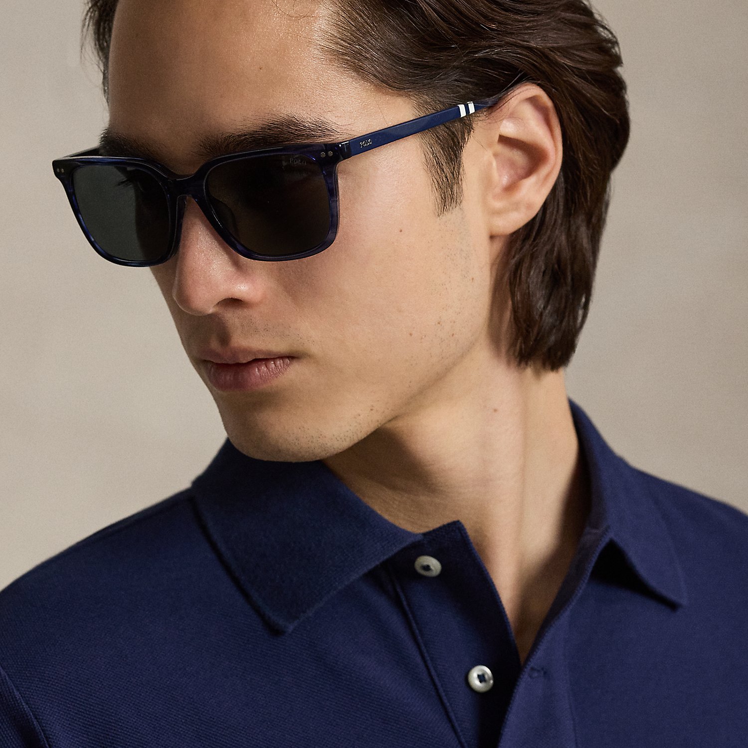 Rugby-Stripe Square Sunglasses
