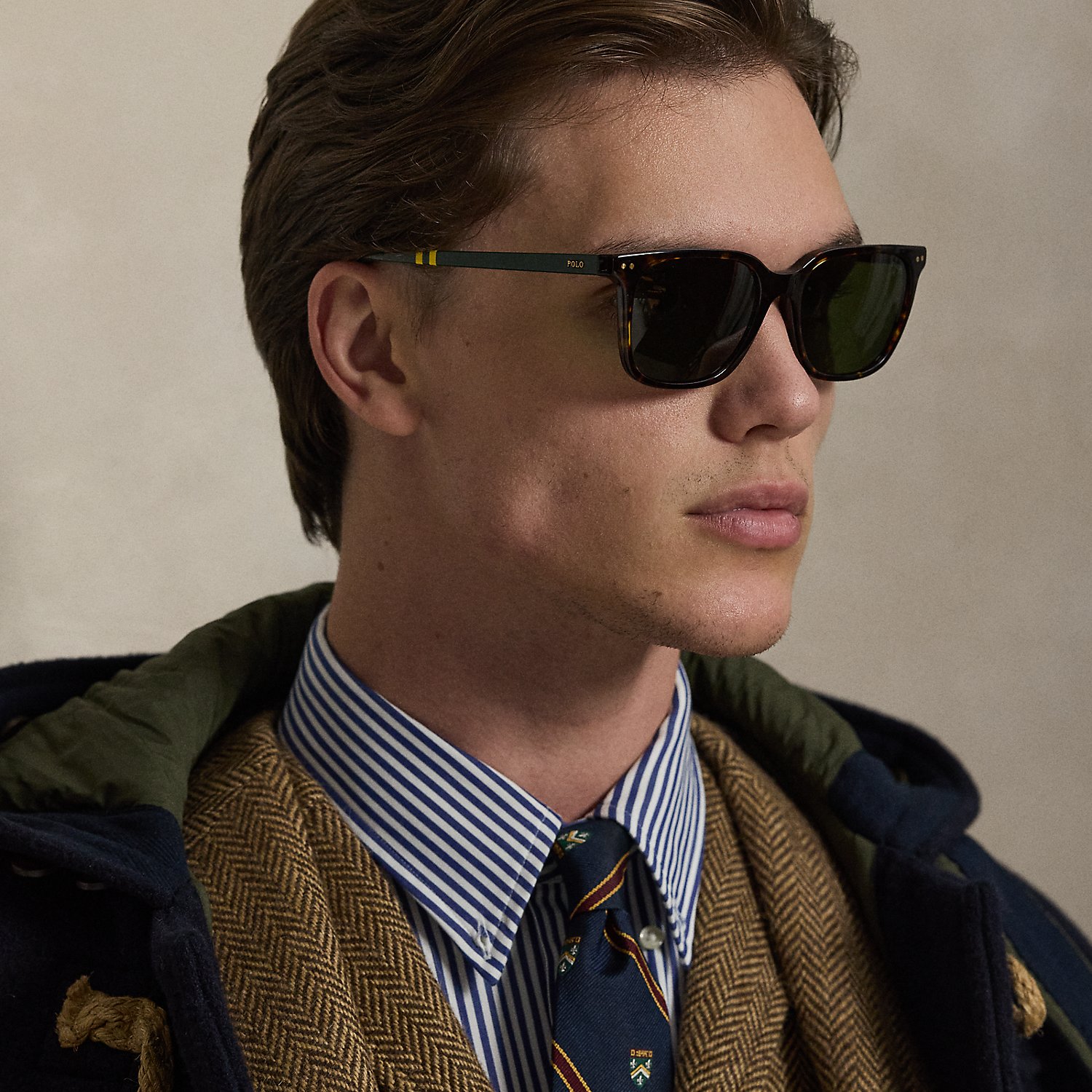 Rugby-Stripe Square Sunglasses