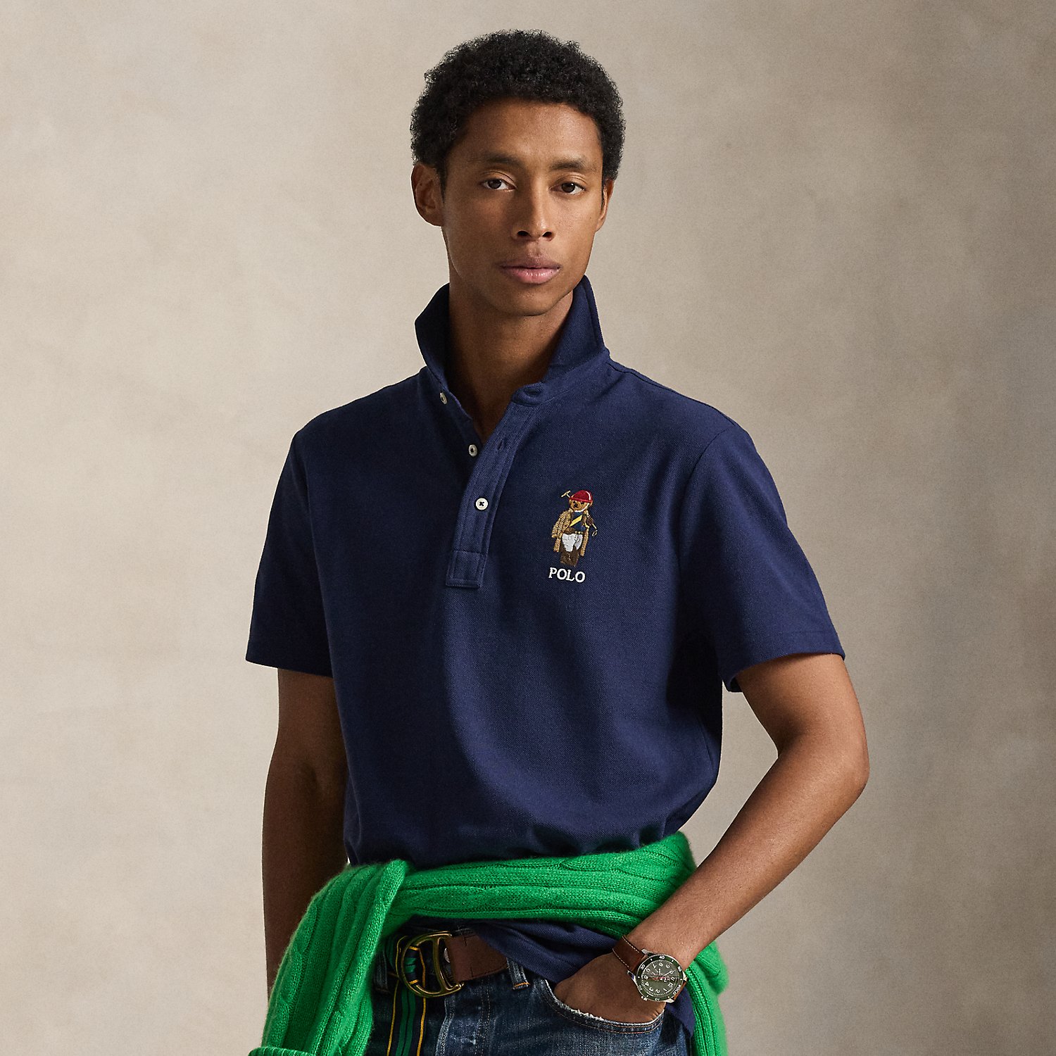 Custom Slim Fit Polo Bear Mesh Polo