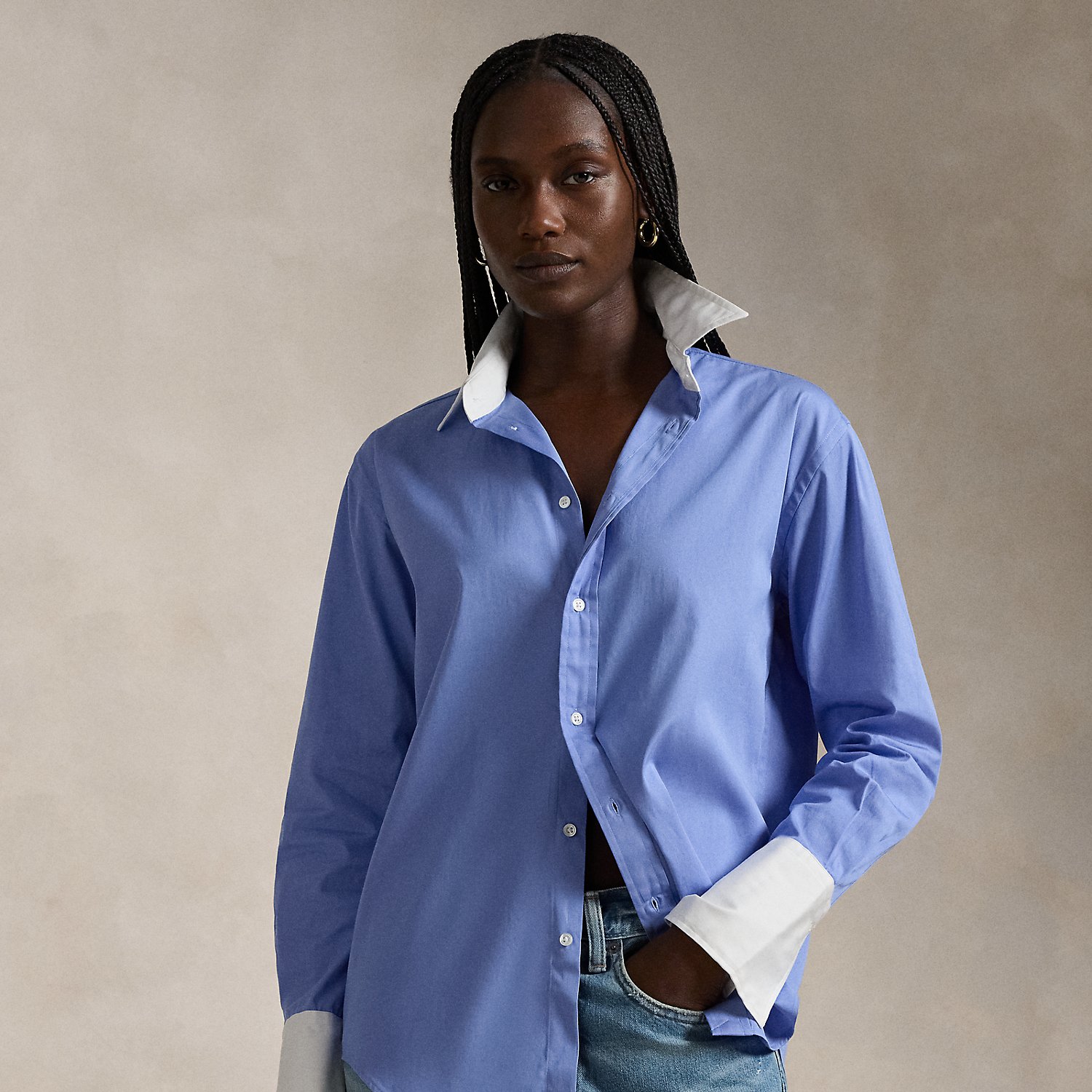 Extended-Cuff Cotton Shirt