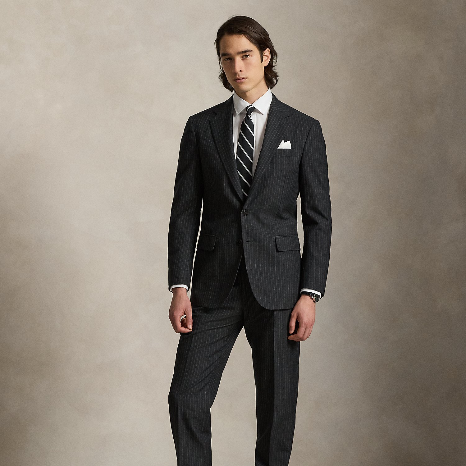 Polo Tailored Fit Striped Wool Suit