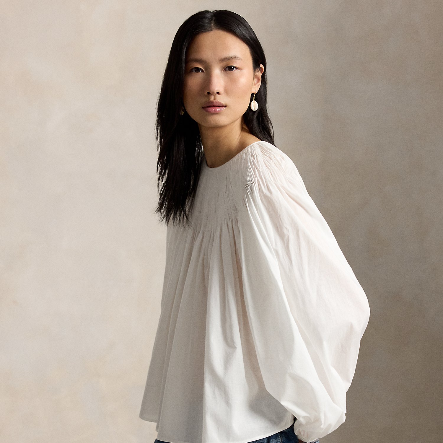 Pintucked Cotton Shirt