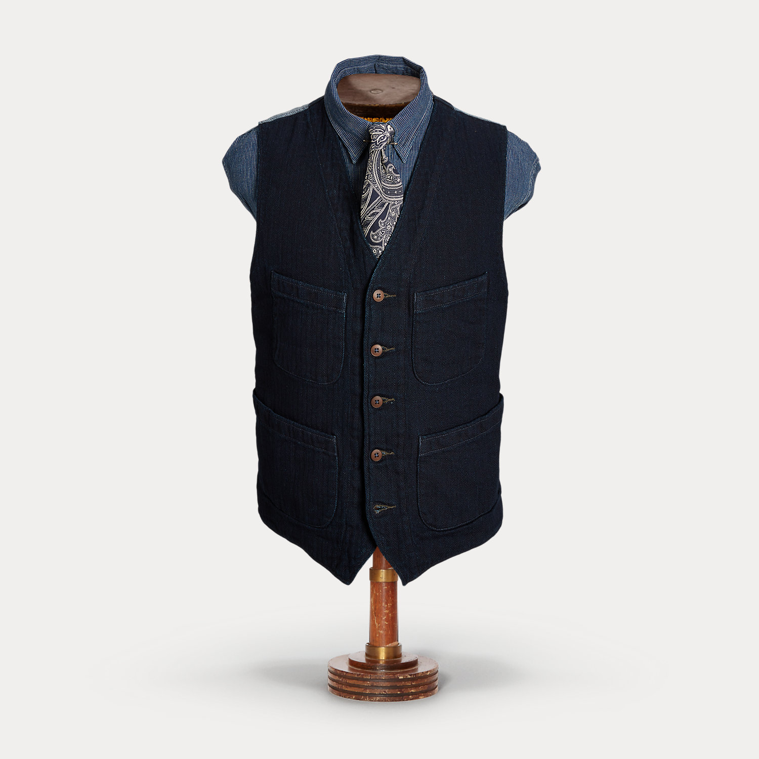 Indigo Herringbone Waistcoat