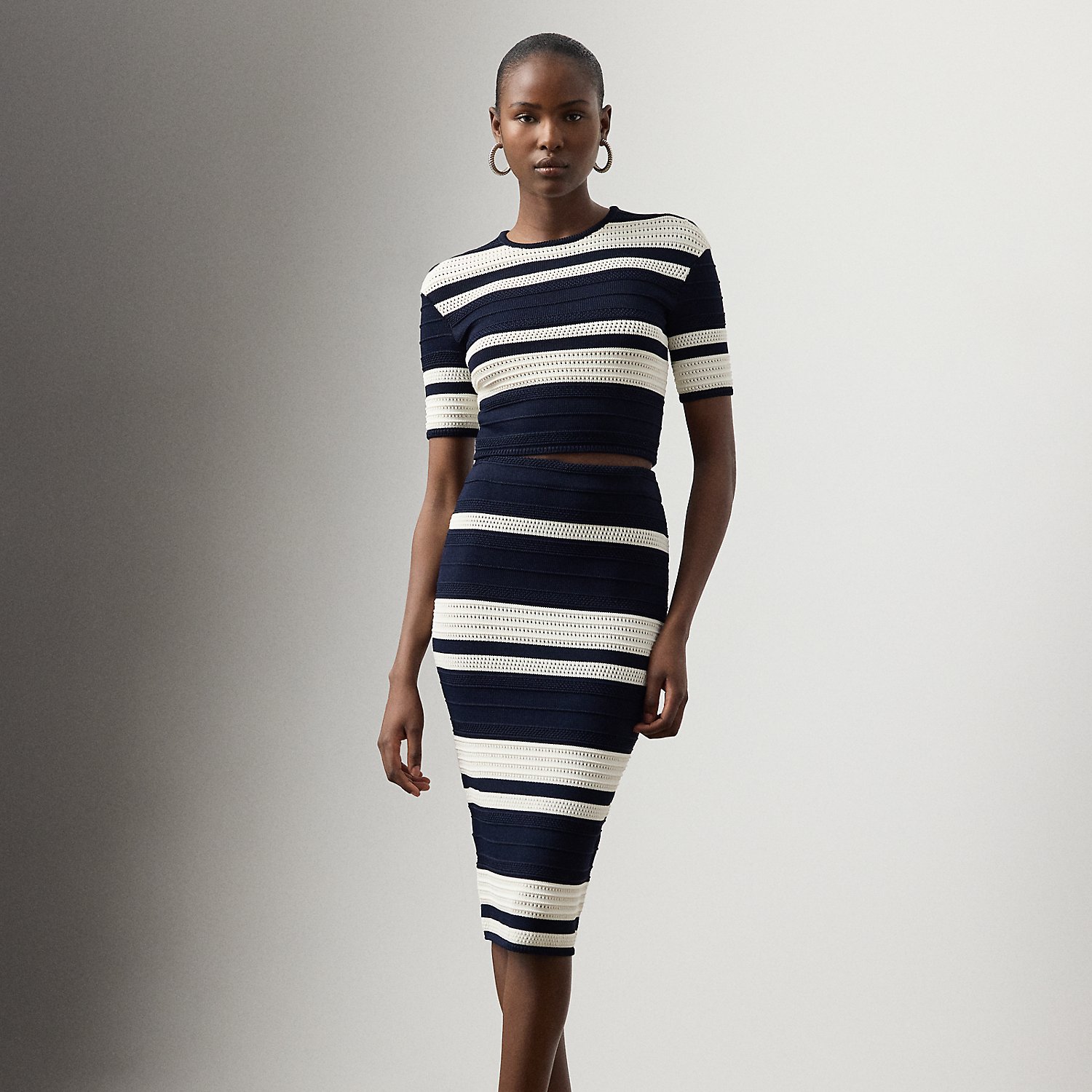 Ferris Striped Textured Pencil Skirt