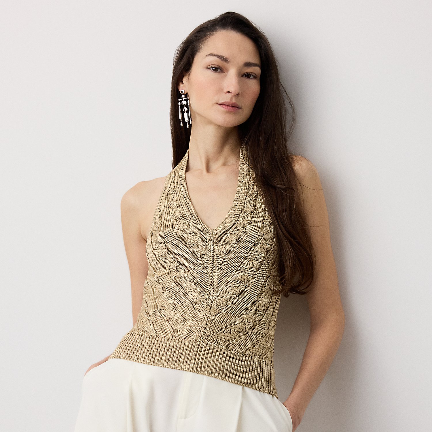 Cable-Knit Silk Halter Jumper by Ralph Lauren Collection