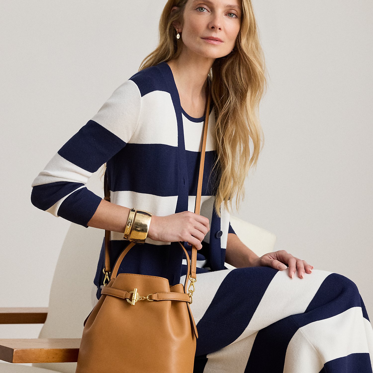 Leather Medium Blaike Bucket Bag by Lauren Ralph Lauren