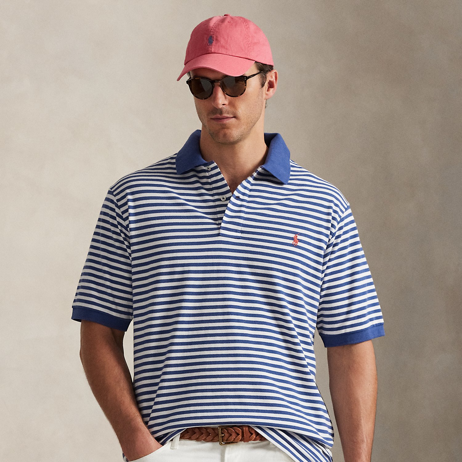Big & Tall - Striped Mesh Polo Shirt
