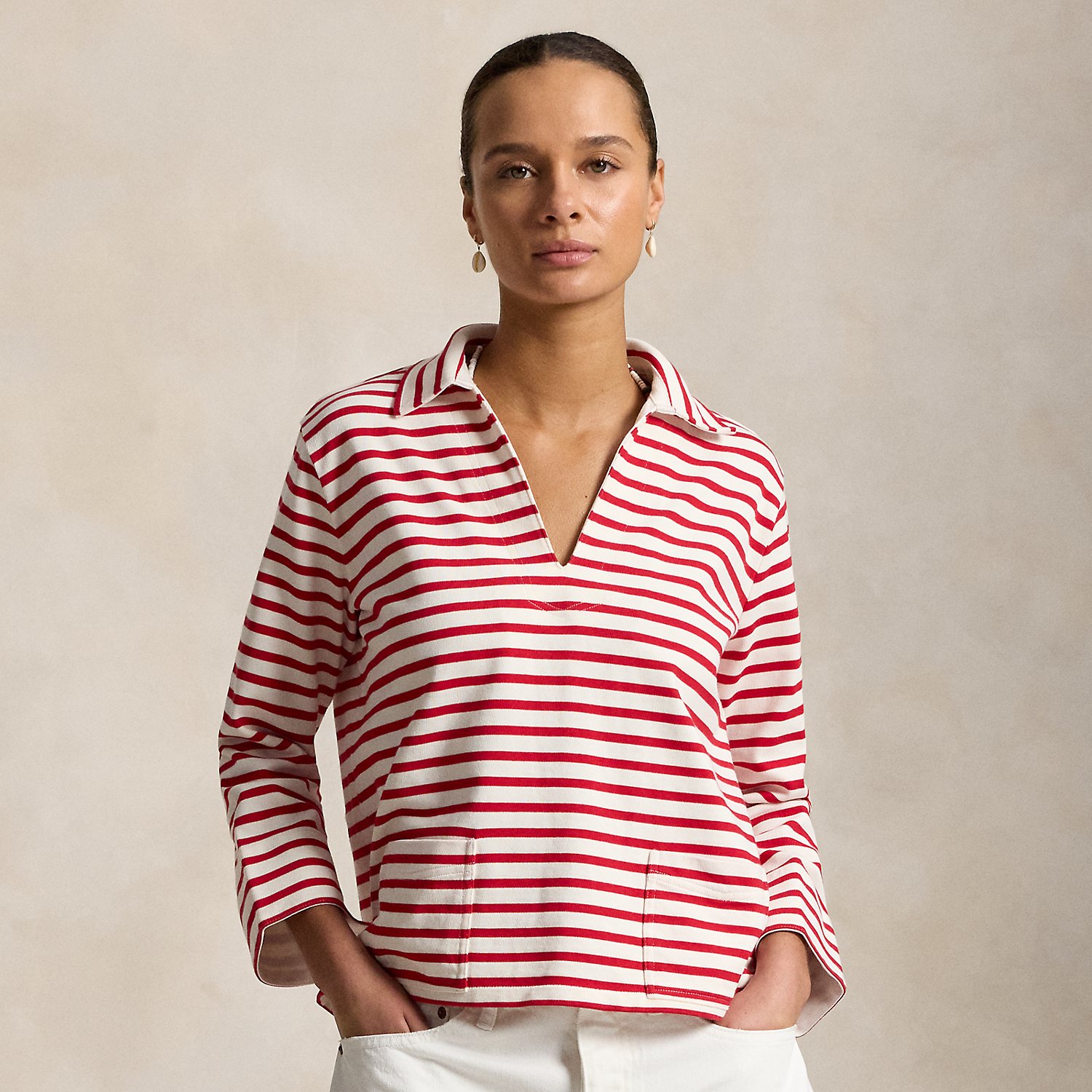 Striped Split-Placket Mariner T-Shirt