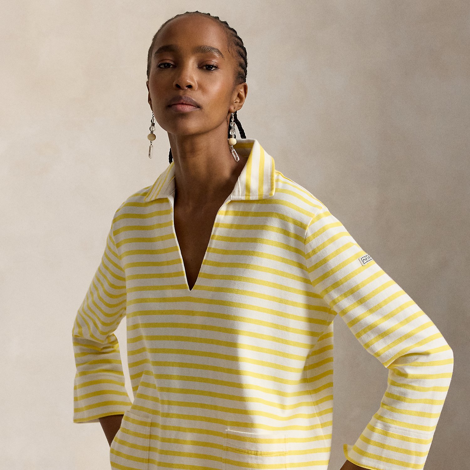 Striped Split-Placket Mariner T-Shirt
