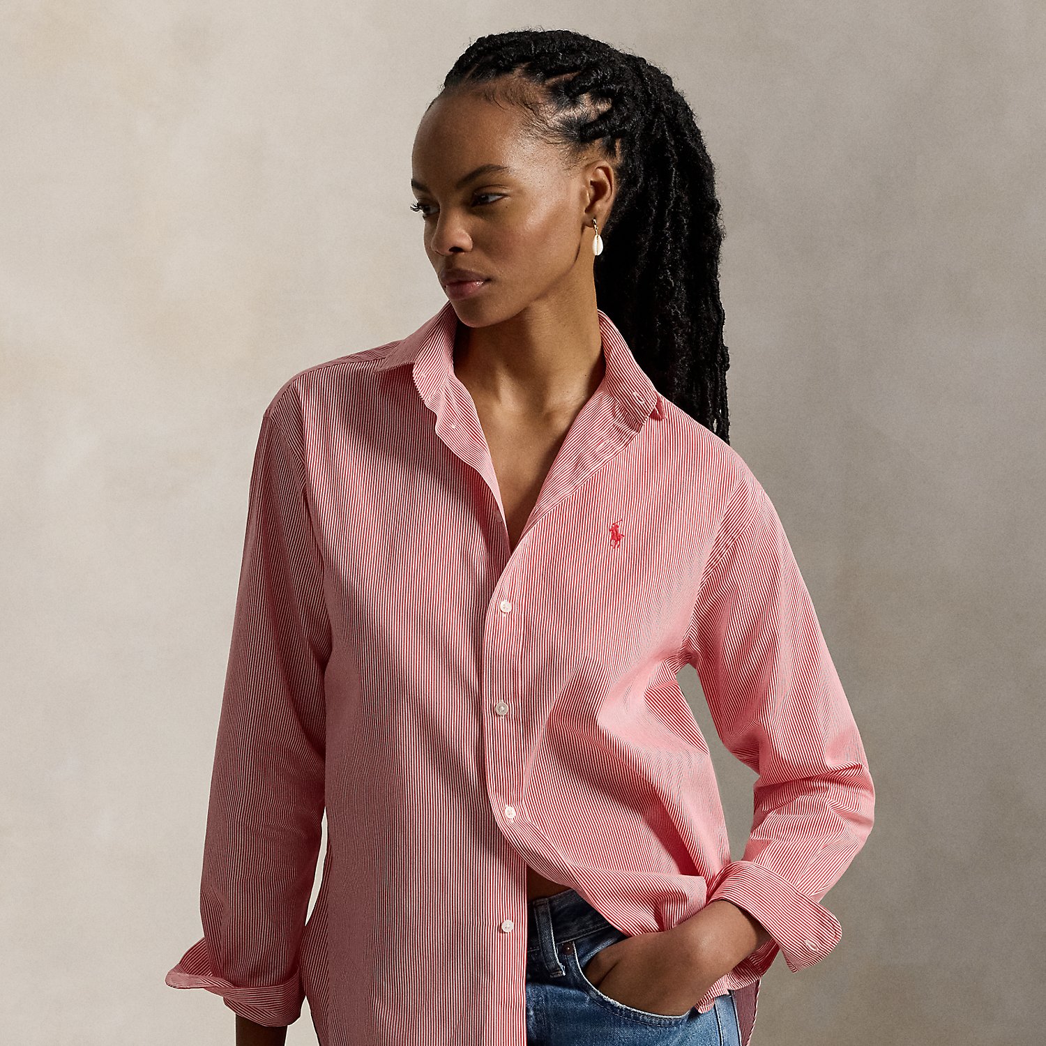 Relaxed Fit Striped Cotton Shirt