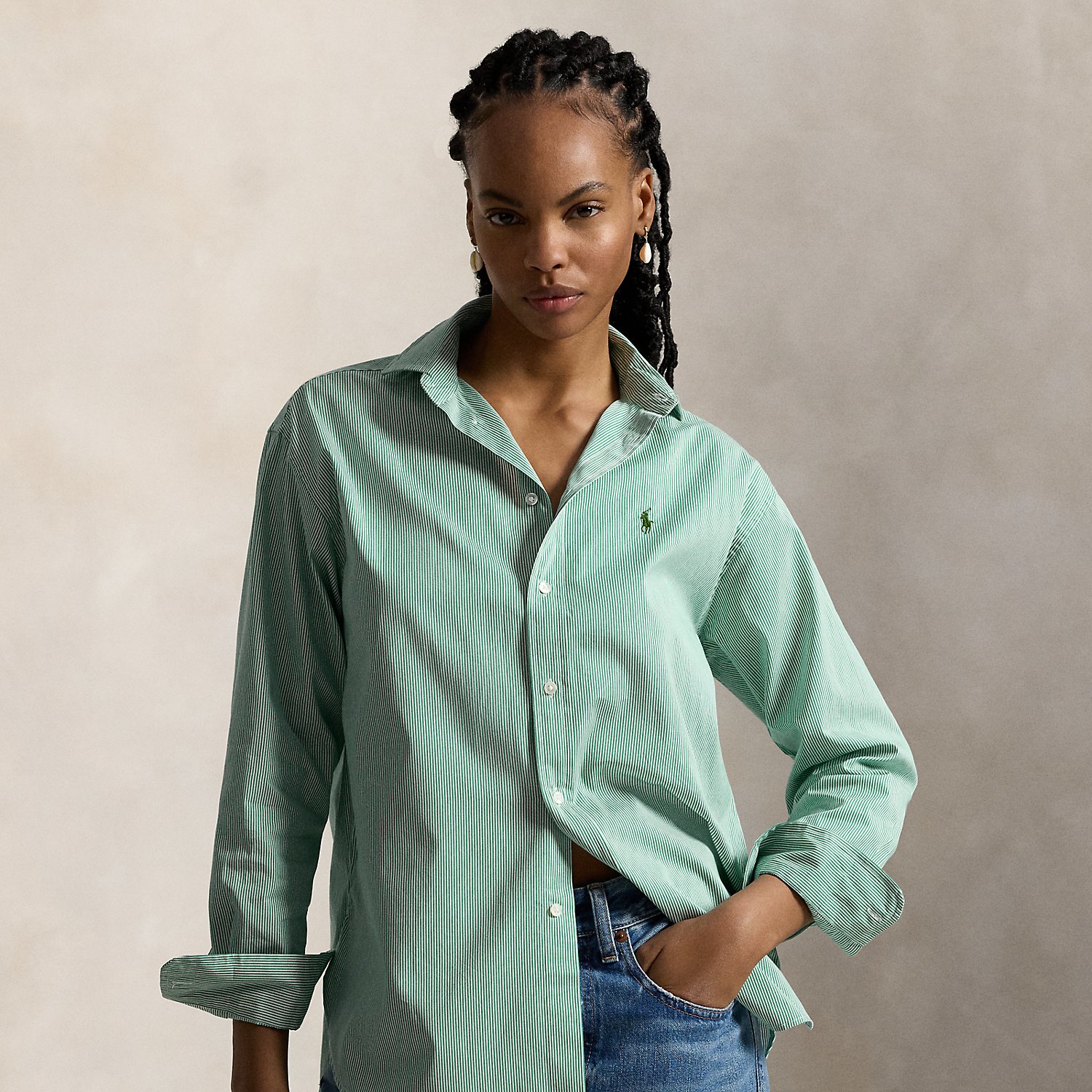Relaxed Fit Striped Cotton Shirt