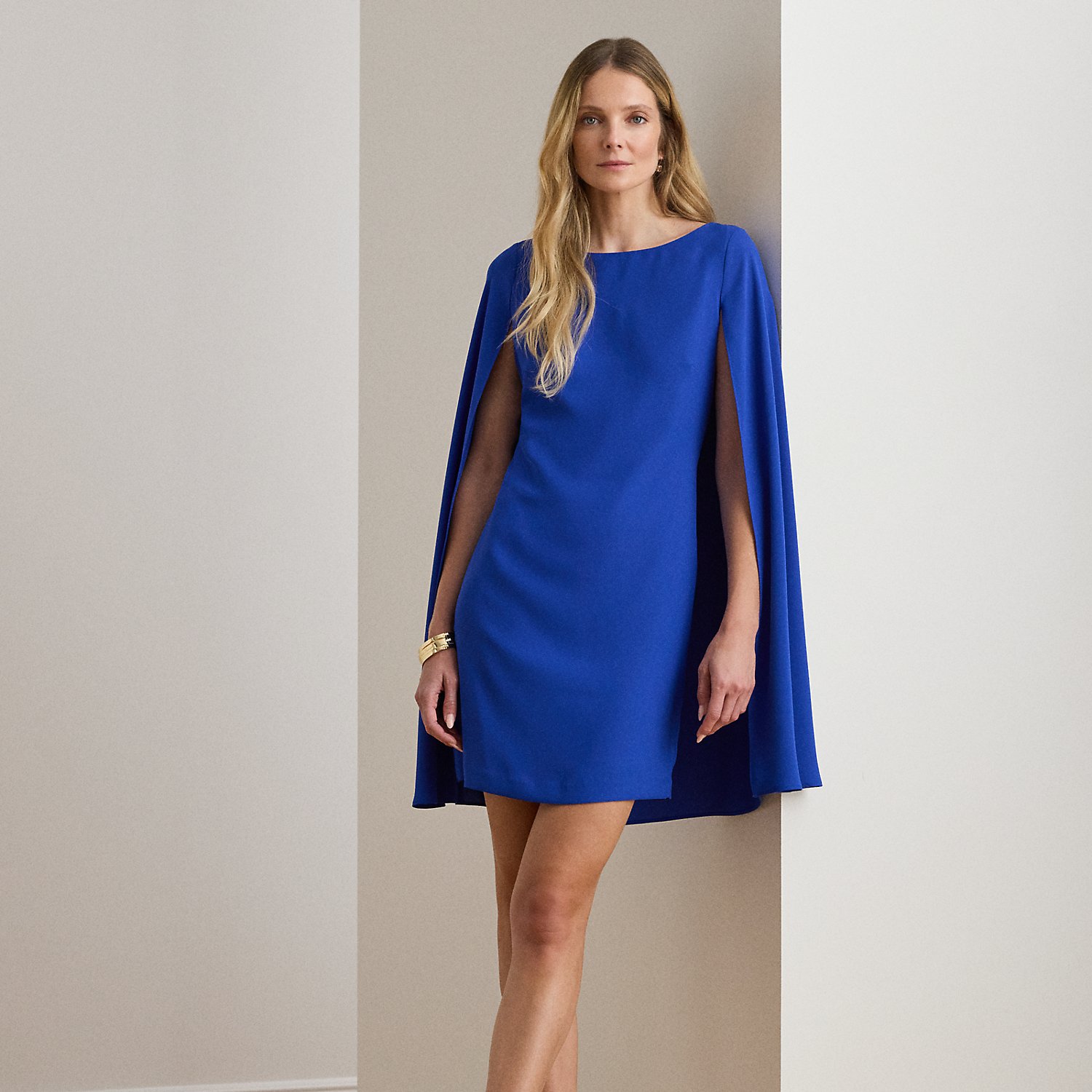 Cape Georgette Cocktail Dress