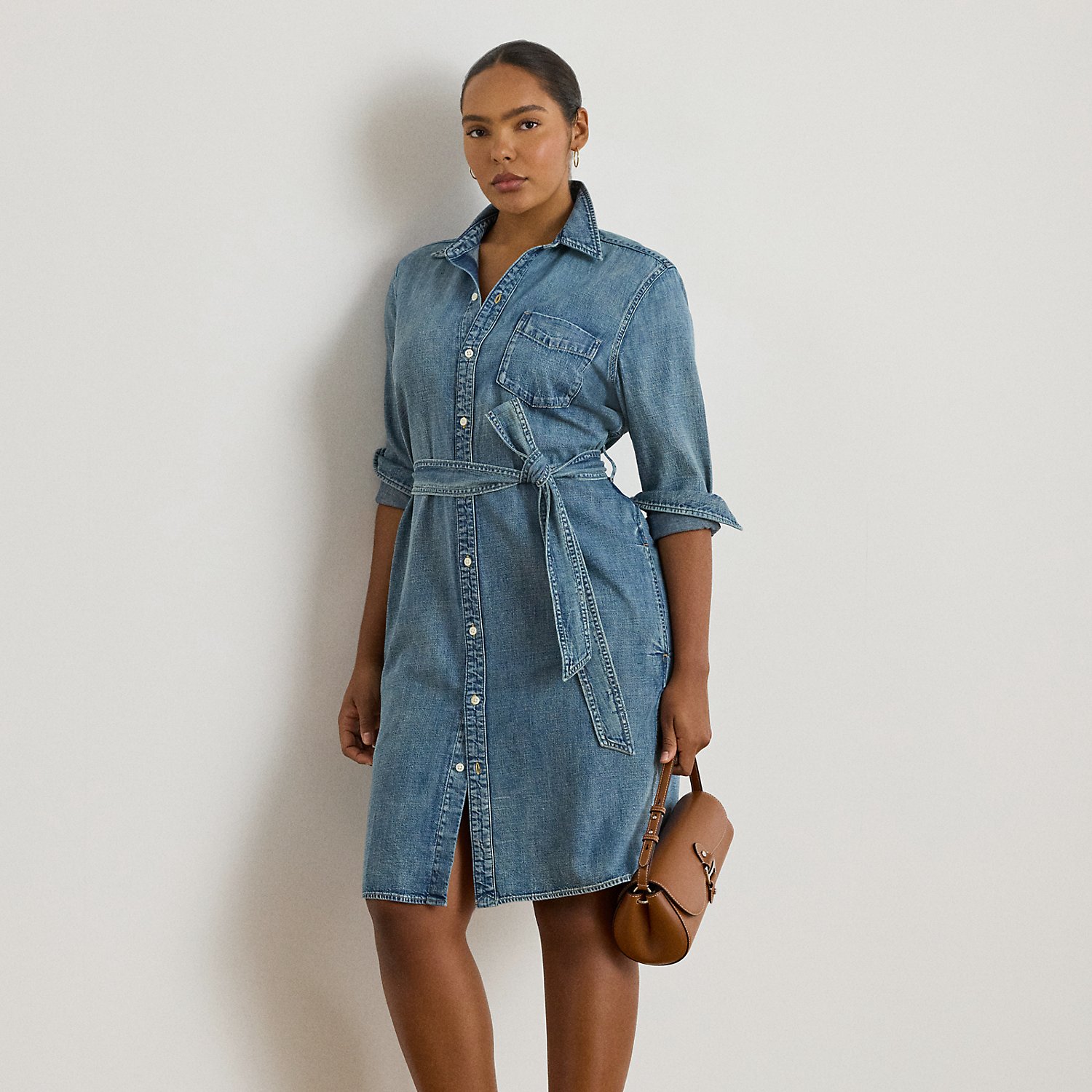 Curve - Belted Denim Shirtdress