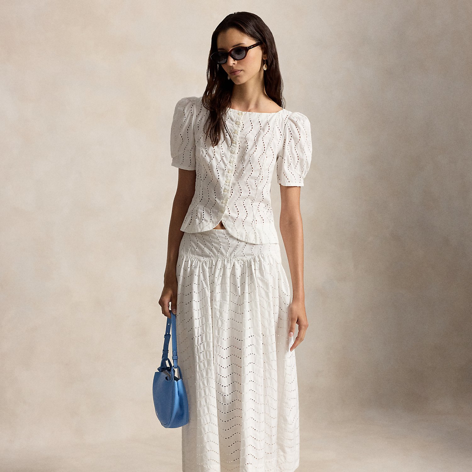 Cotton Eyelet Maxi Skirt