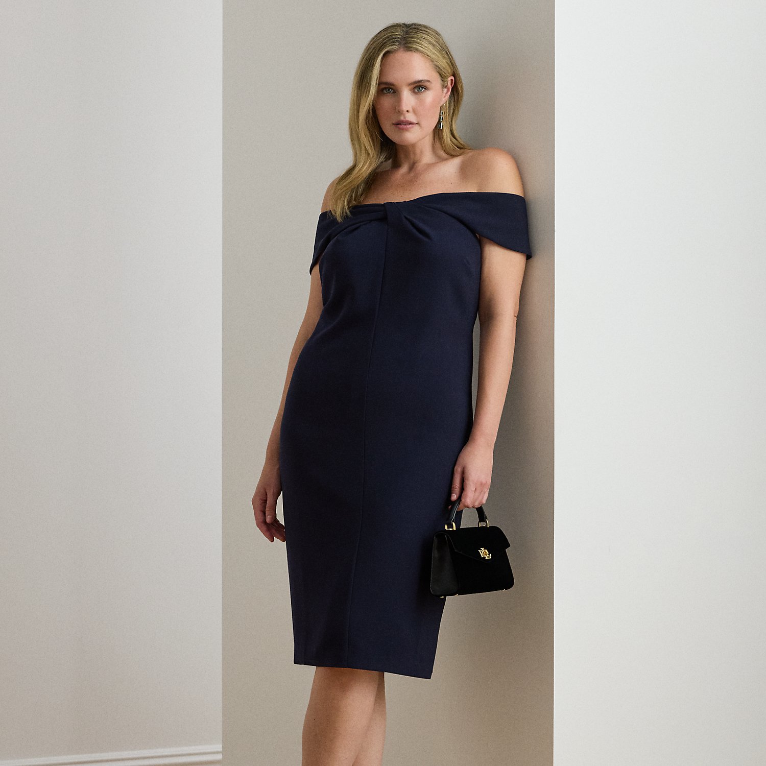 Curve - Twist-Front Crepe Cocktail Dress