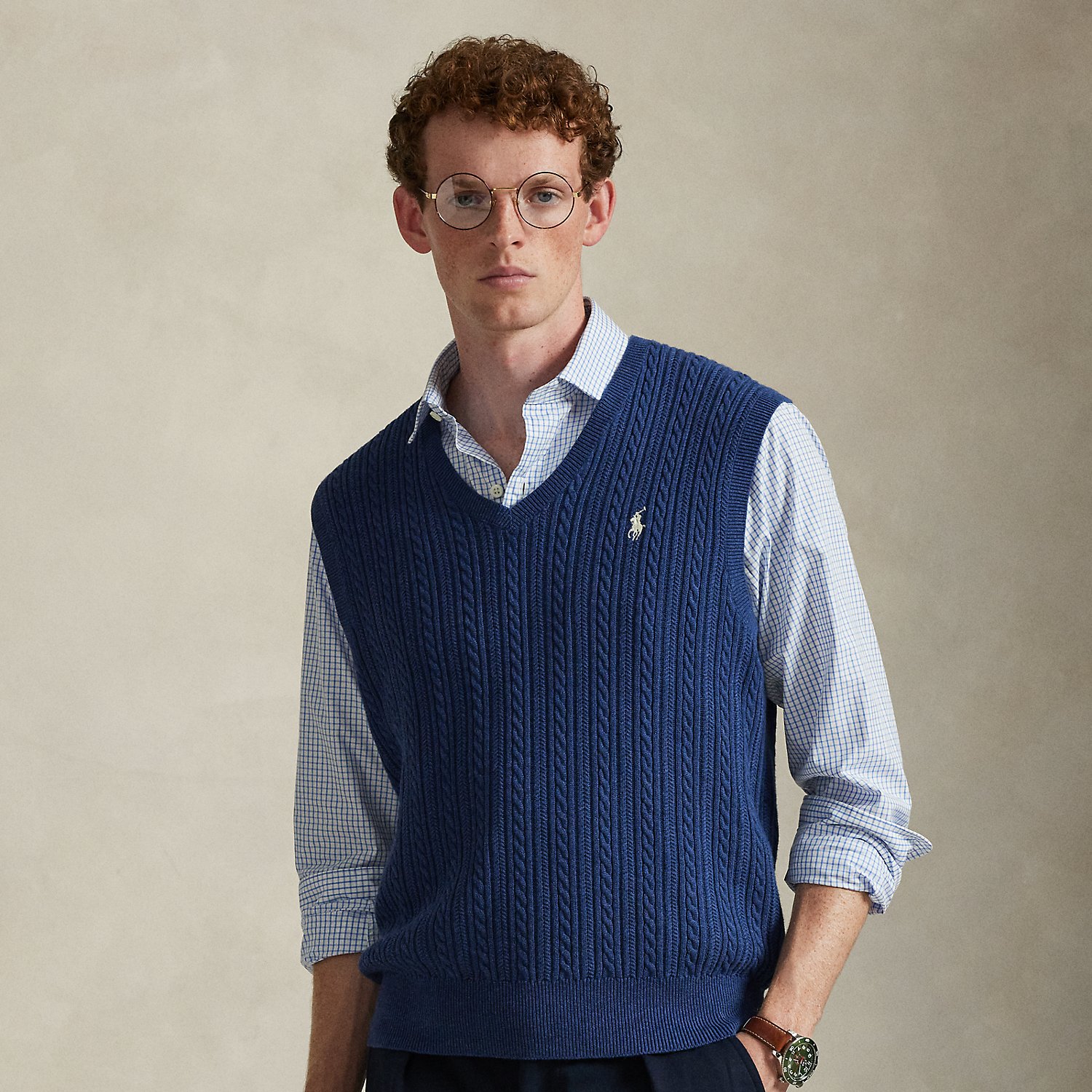 Cable-Knit Cotton Sleeveless Jumper