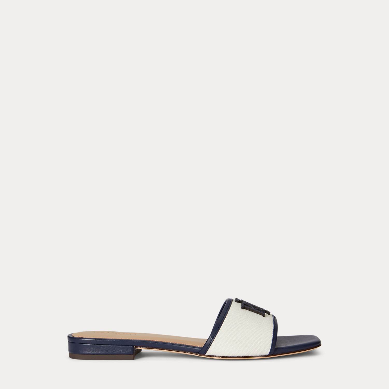 Everley Leather-Trim Canvas Slide Sandal