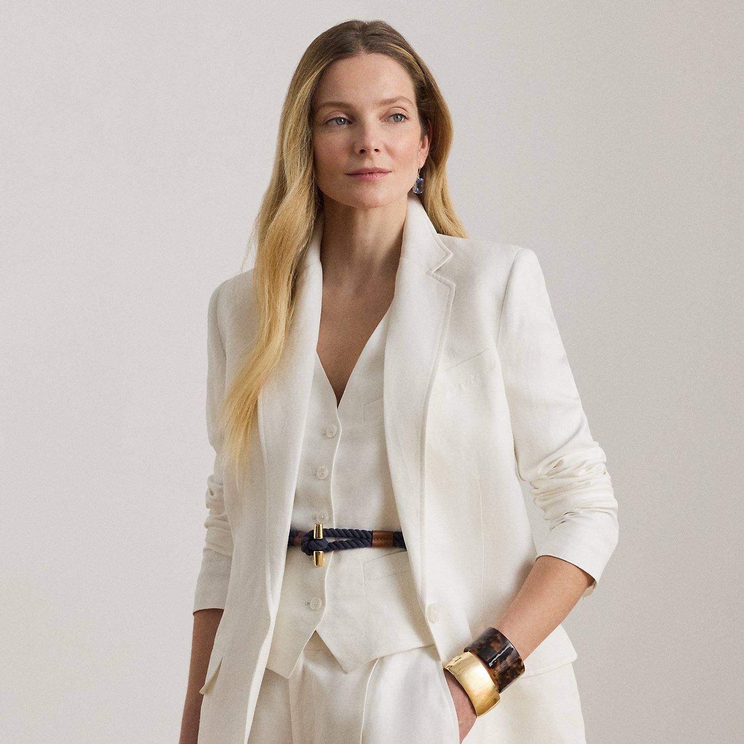 Linen-Blend Twill Blazer