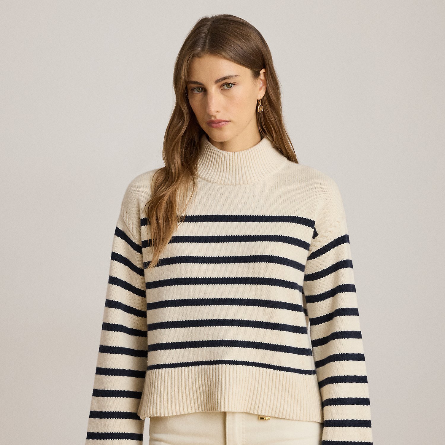 Striped Wool-Blend Mockneck Jumper