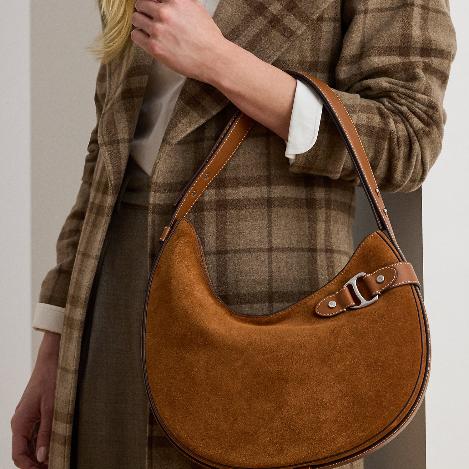 Suede Large Tasha Shoulder Bag