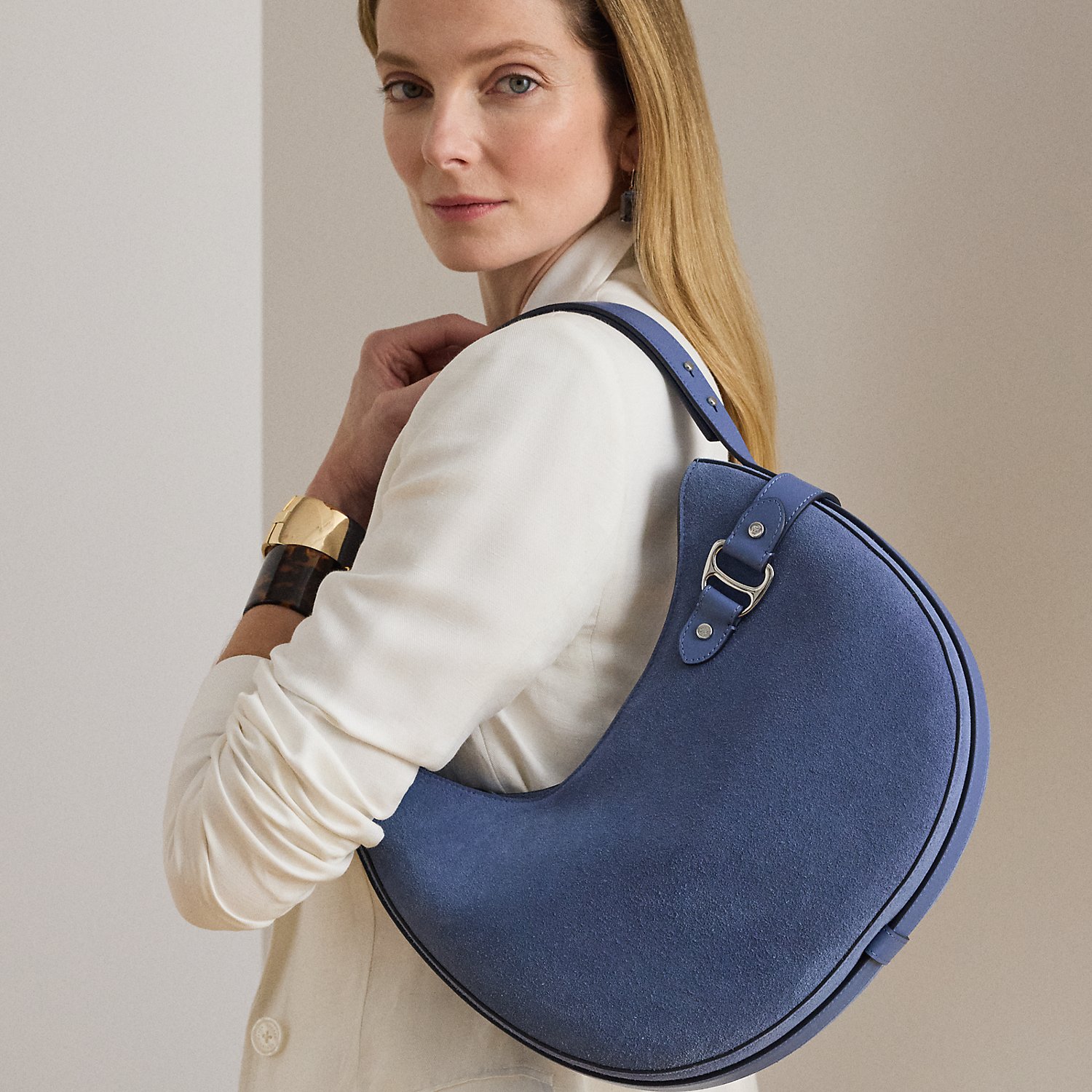 Suede Large Tasha Shoulder Bag