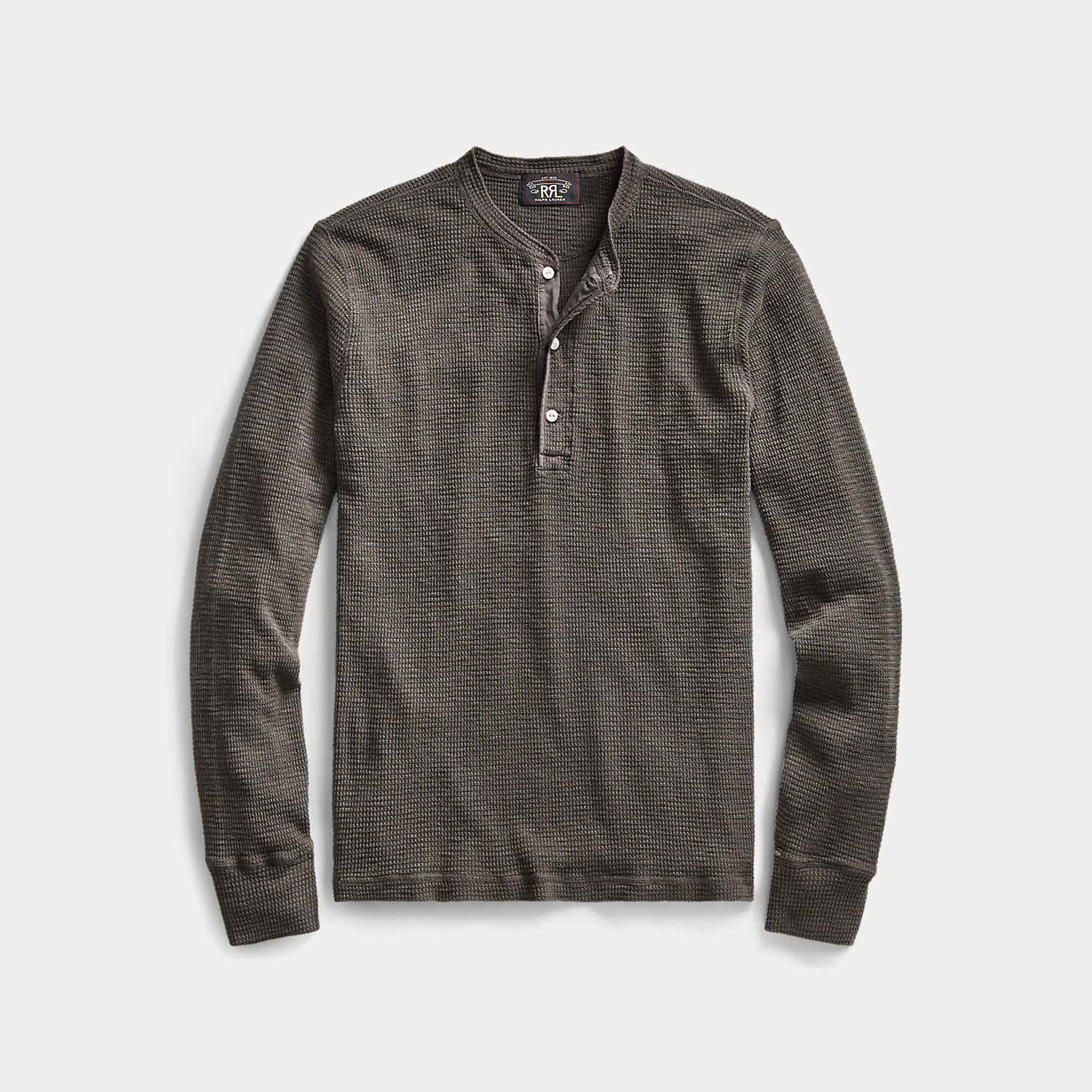 Waffle-Knit Cotton Henley