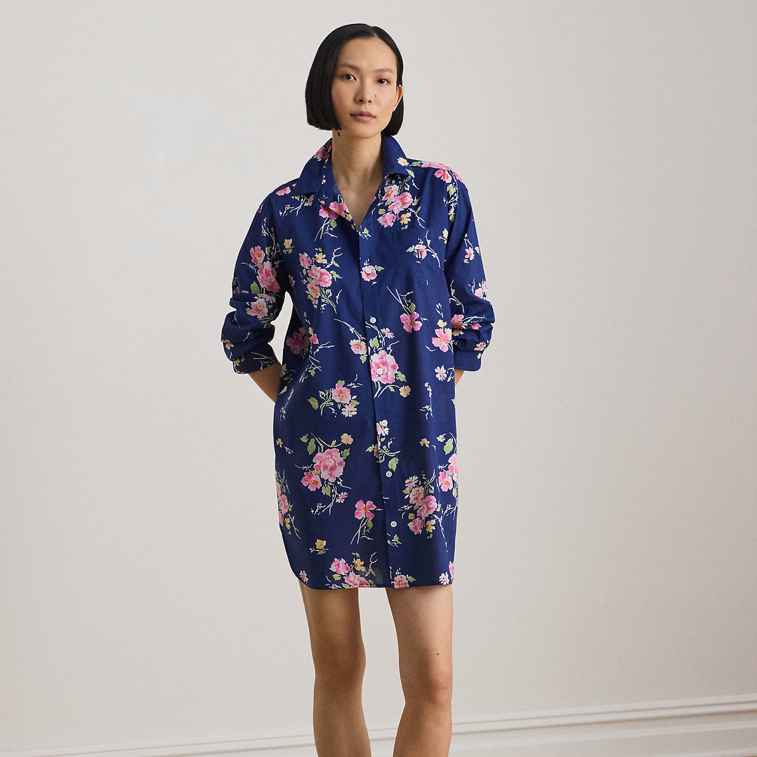 Floral Cotton-Blend Lawn Sleep Shirt