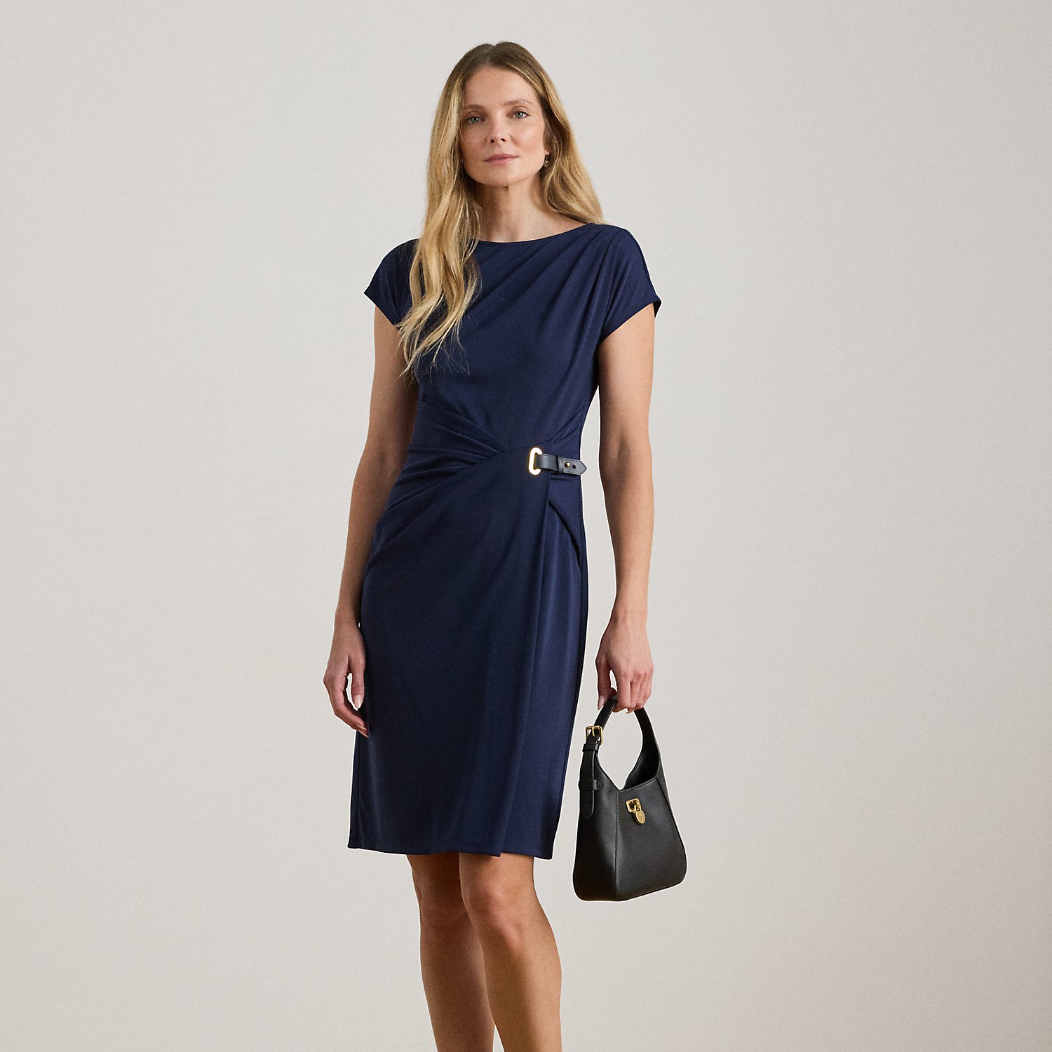 Buckle-Trim Stretch Jersey Dress