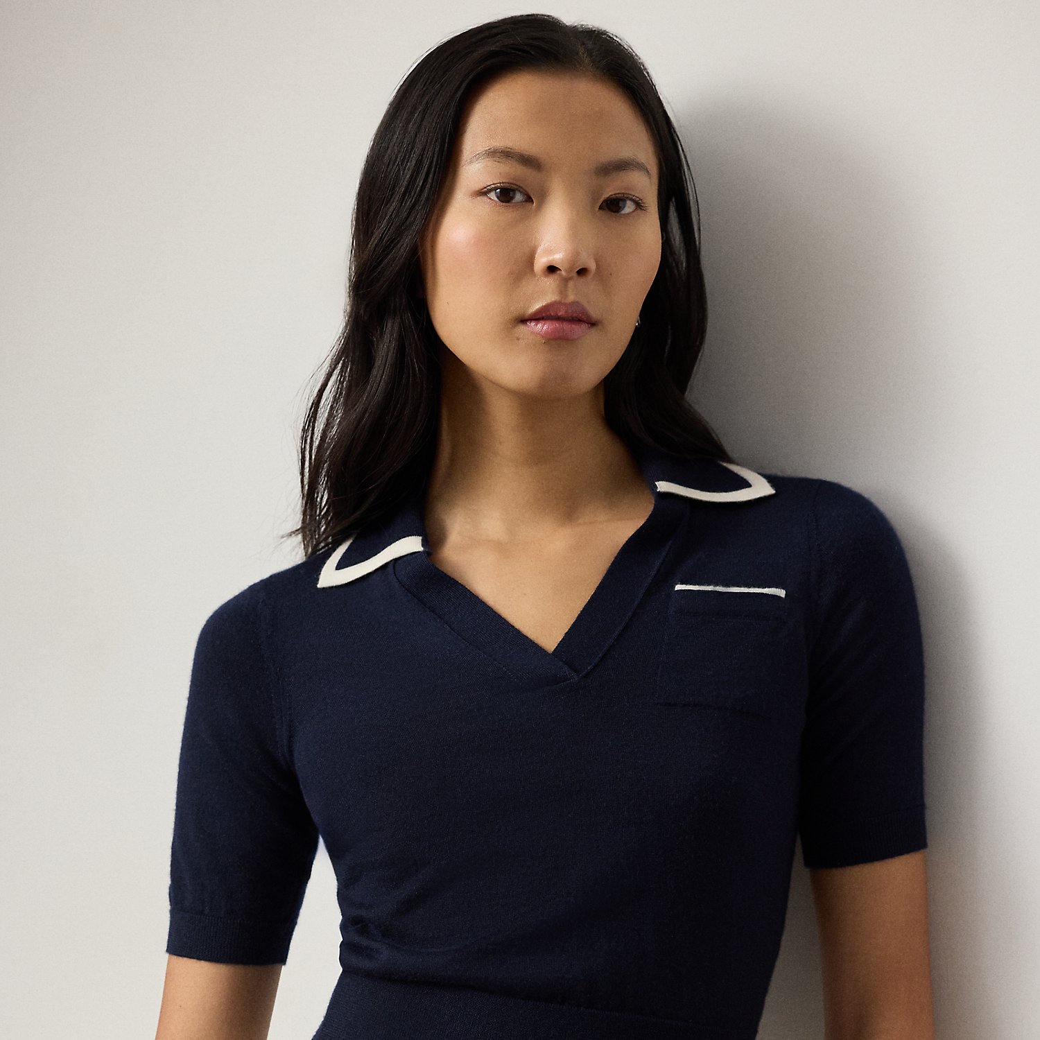 Cashmere Jersey Polo Jumper