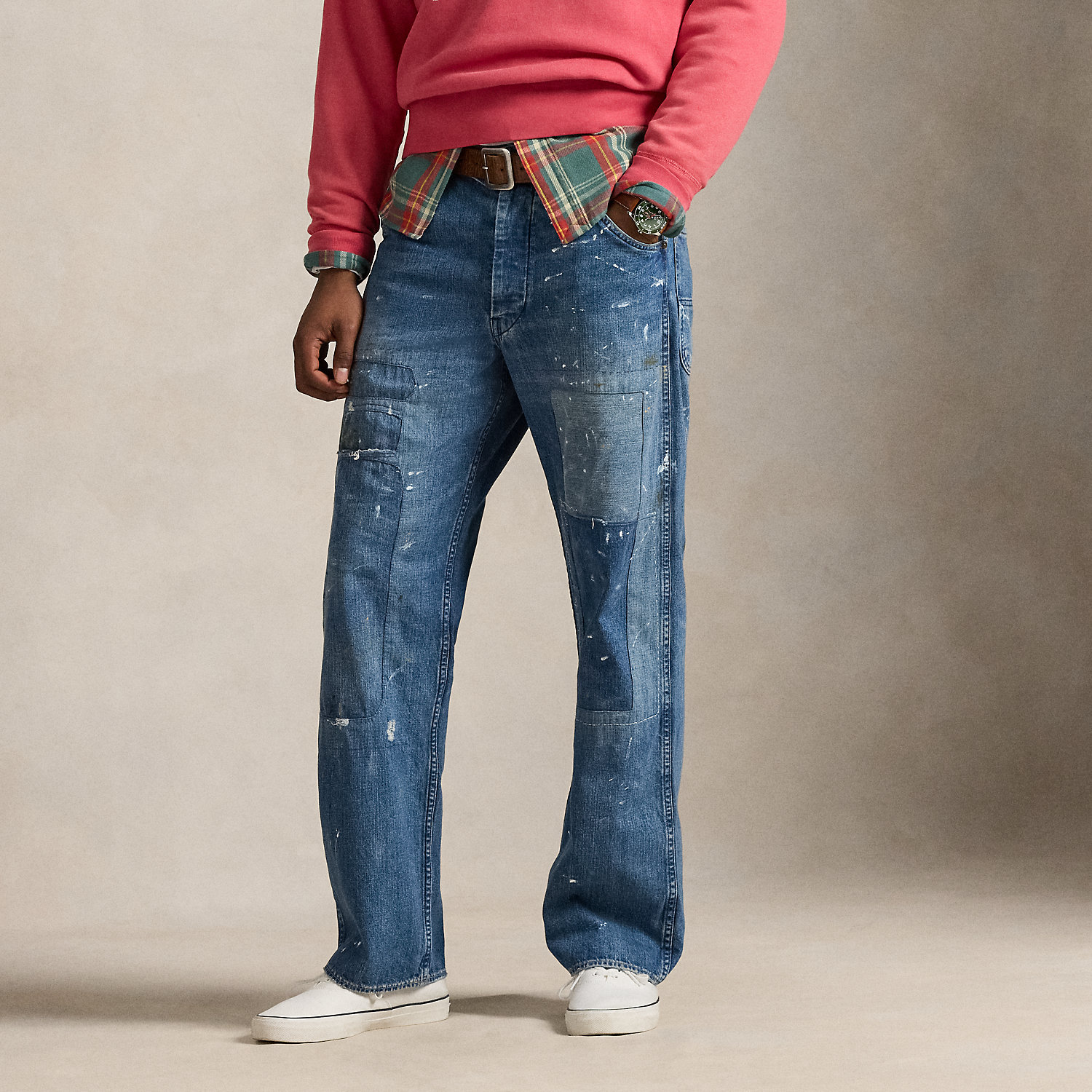 Relaxed Fit Distressed Carpenter Jean