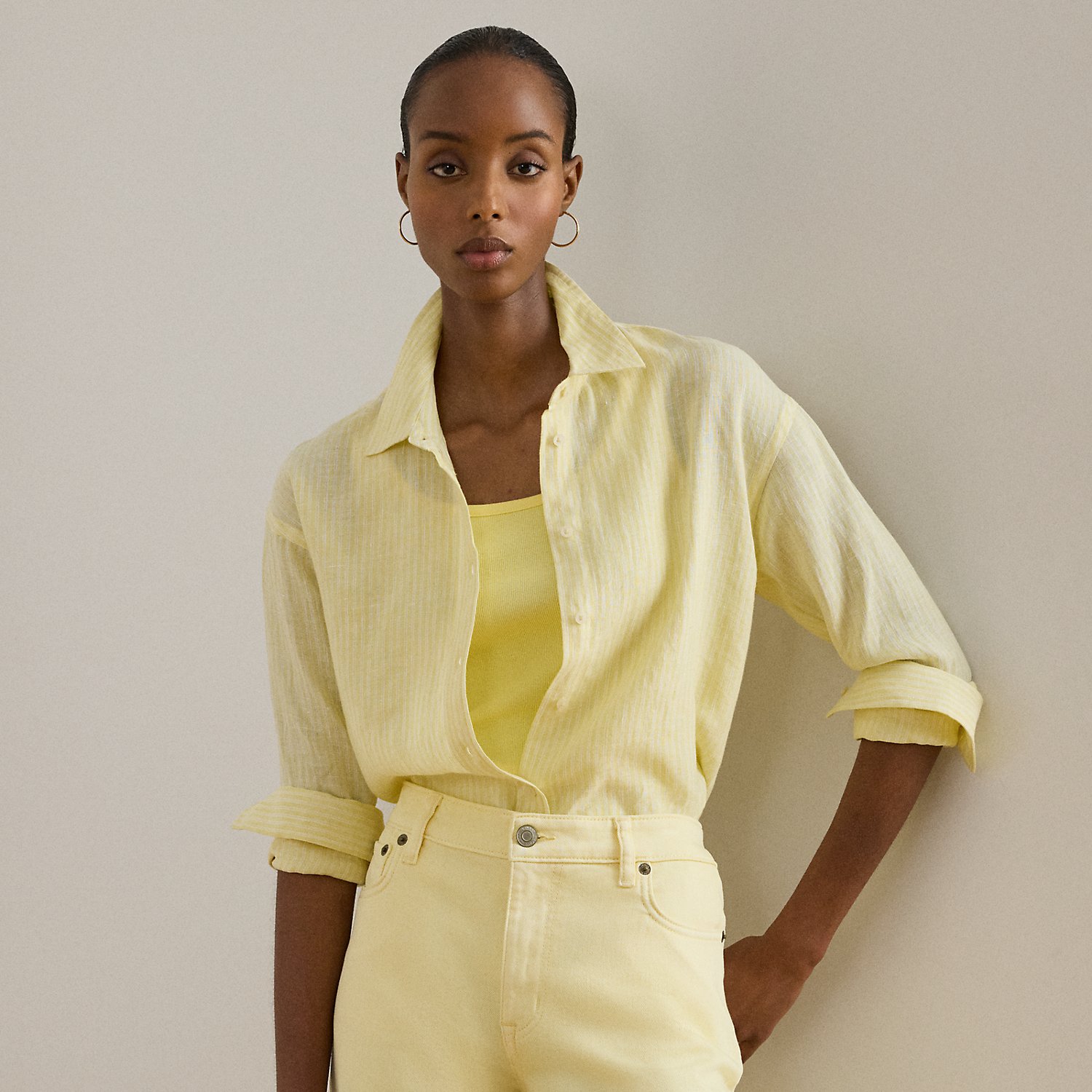 Relaxed Fit Striped Linen Shirt