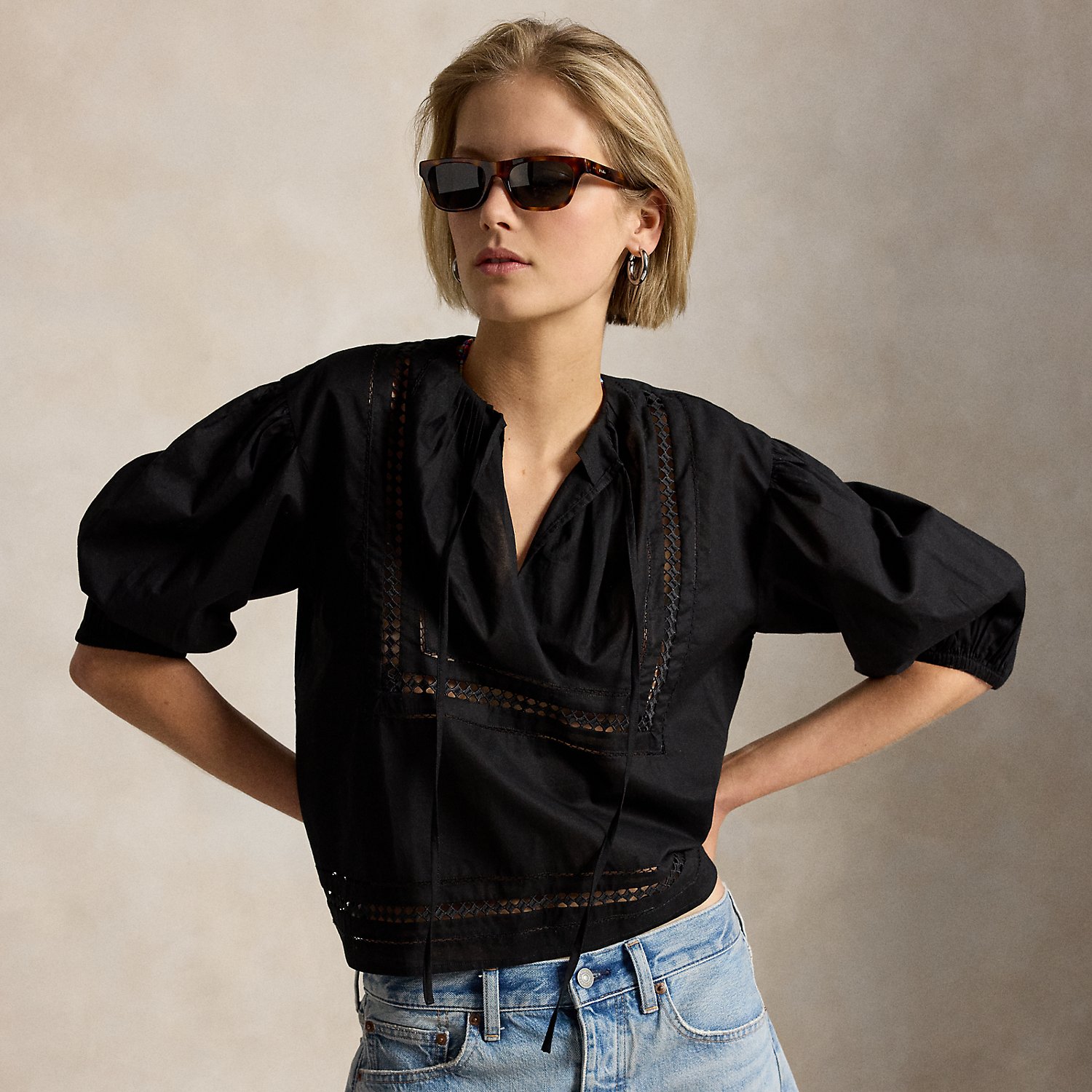 Lace-Trim Cotton Shirt by Polo Ralph Lauren