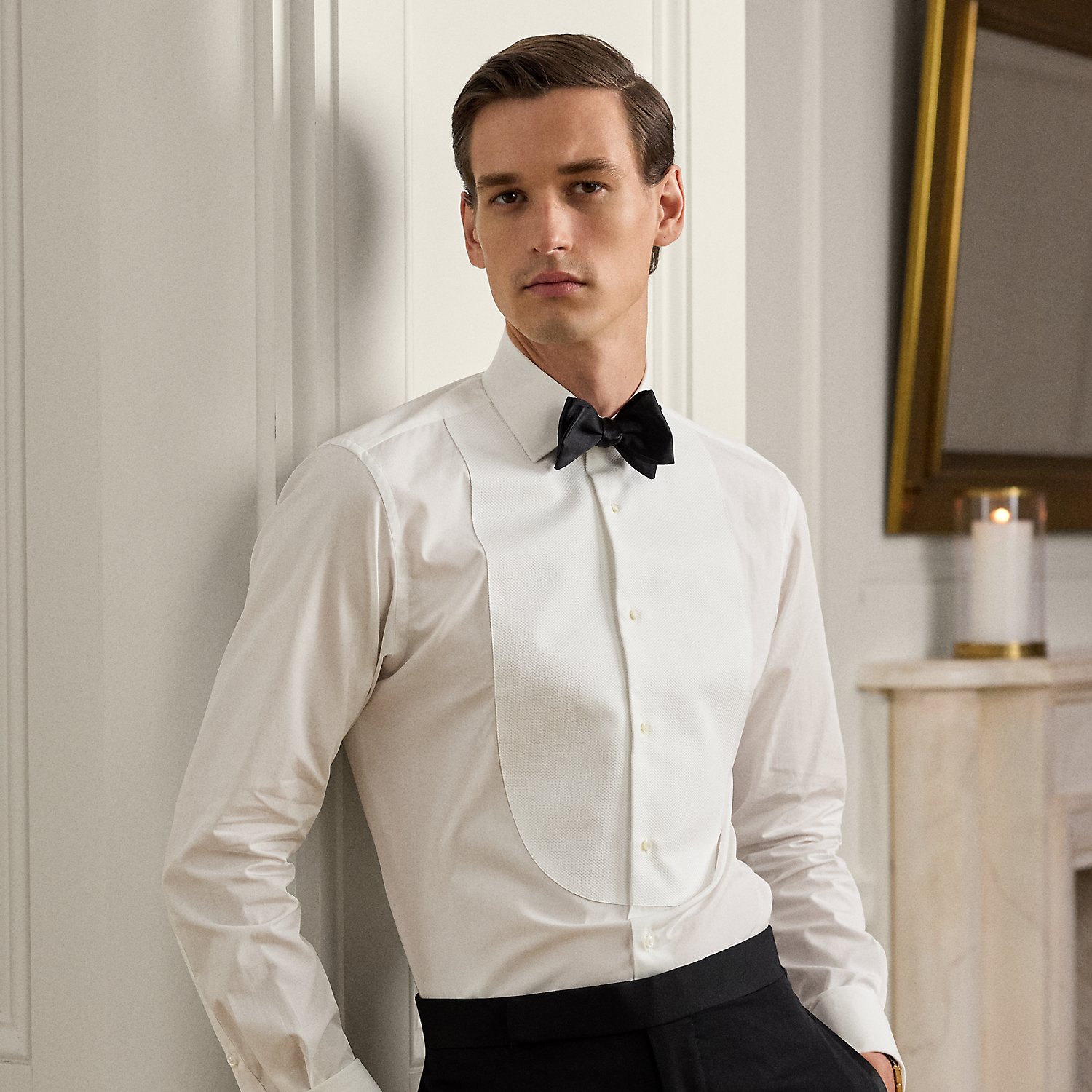 Piqué-Bib French Cuff Tuxedo Shirt