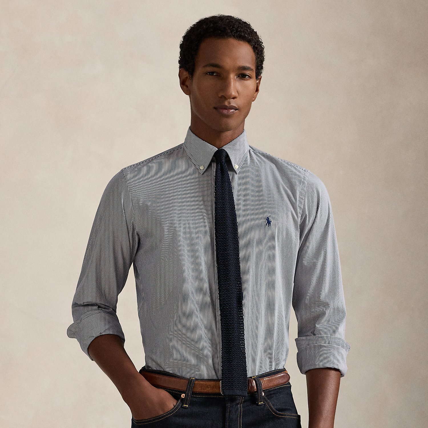 Slim Fit Striped Stretch Poplin Shirt by Polo Ralph Lauren
