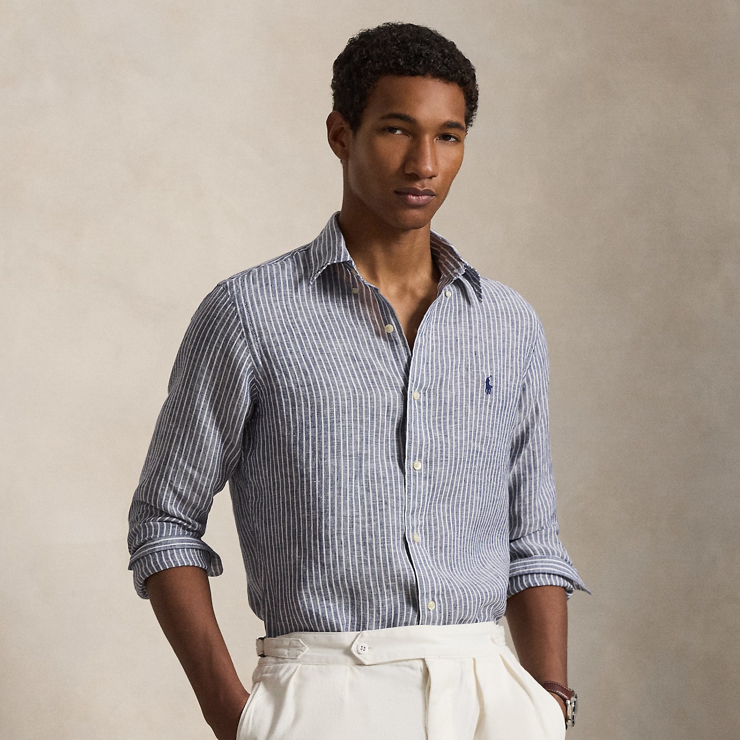 Custom Fit Striped Linen Shirt