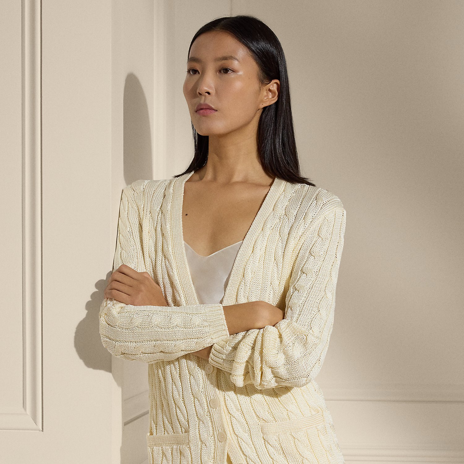 Cable-Knit Silk Cardigan Jumper