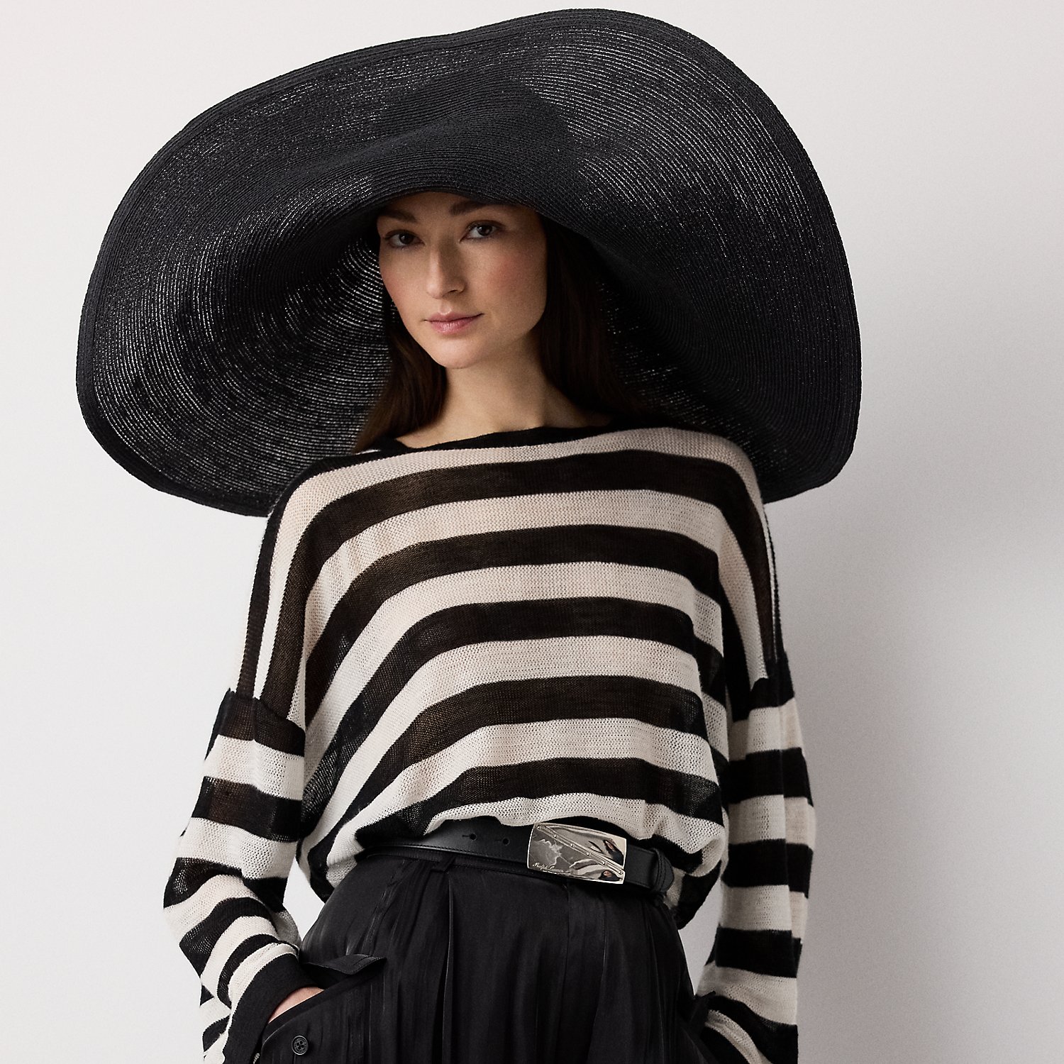 Striped Silk-Linen Crewneck Jumper