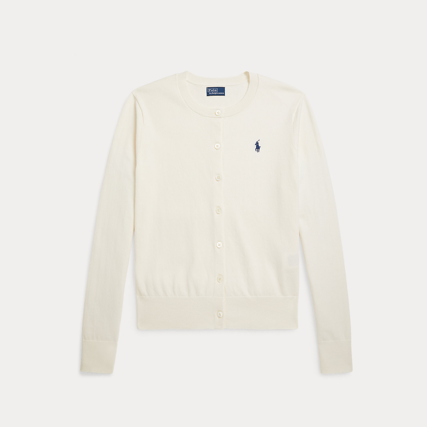Stretch Cotton-Blend Crewneck Cardigan