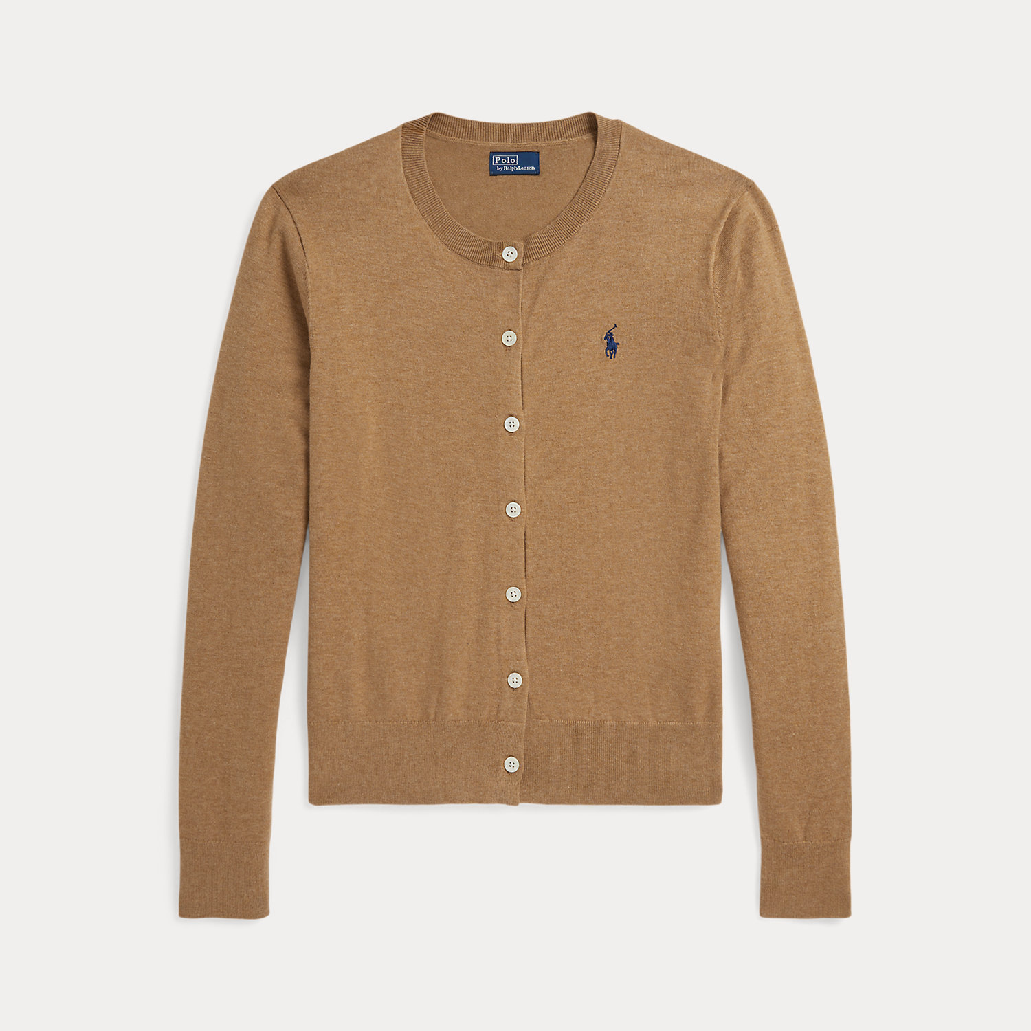 Stretch Cotton-Blend Crewneck Cardigan