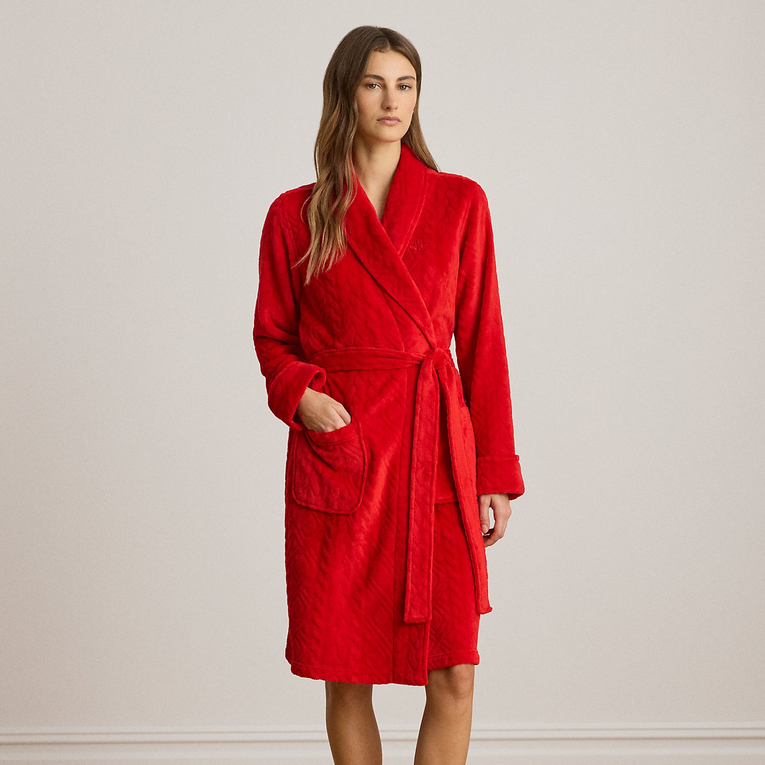 Belted Chenille Shawl-Collar Robe