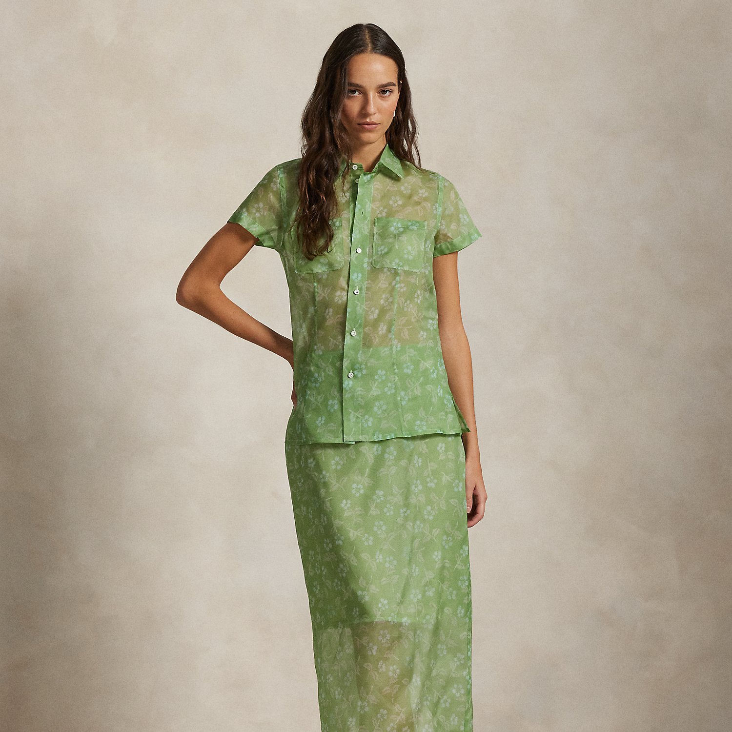 Floral Silk Organza Skirt