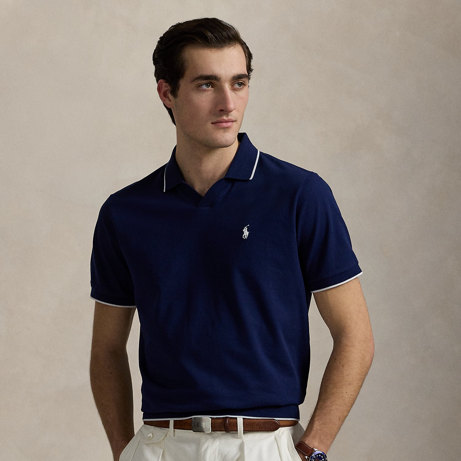 Jacquard Mesh Polo Shirt
