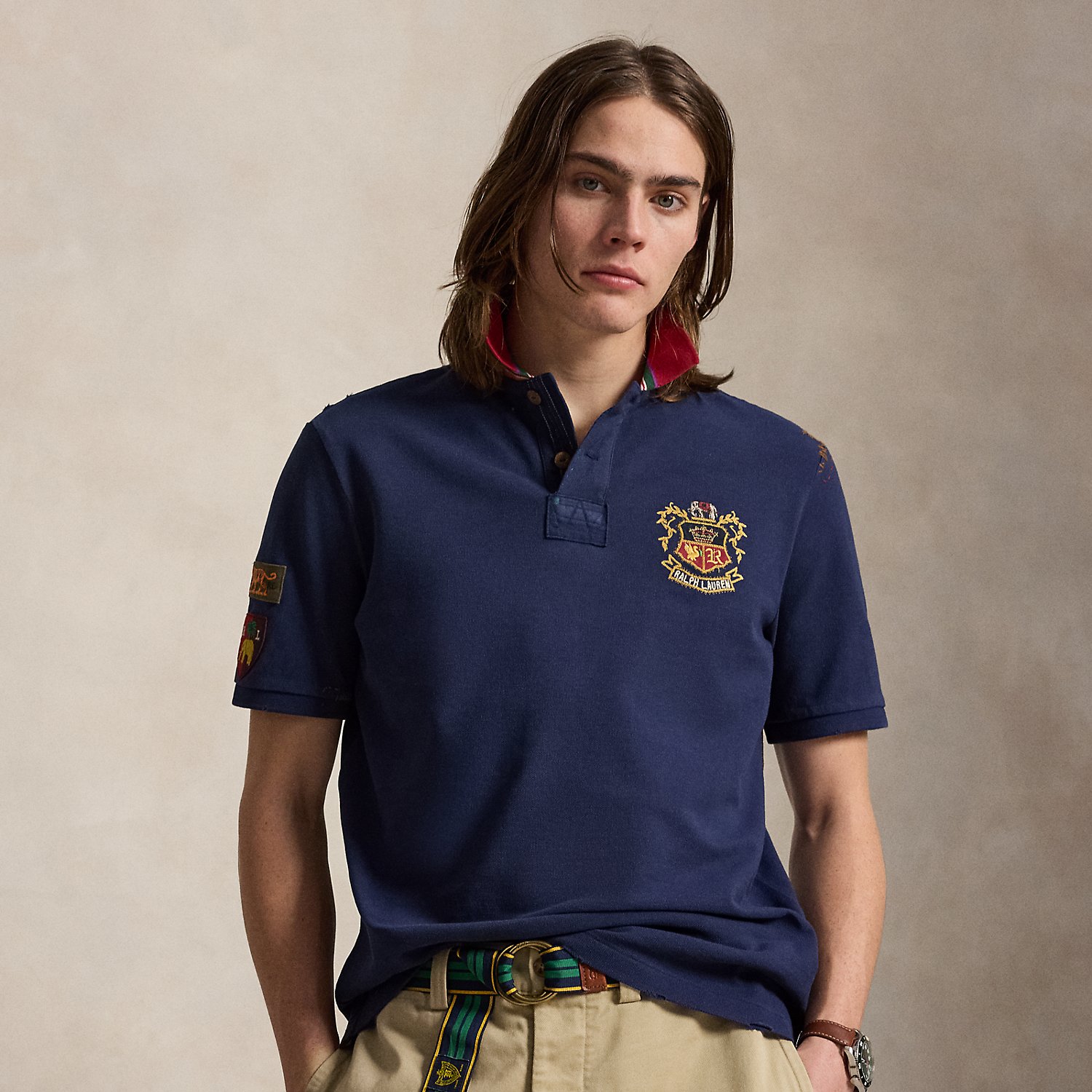 Classic Fit Mesh Graphic Polo Shirt
