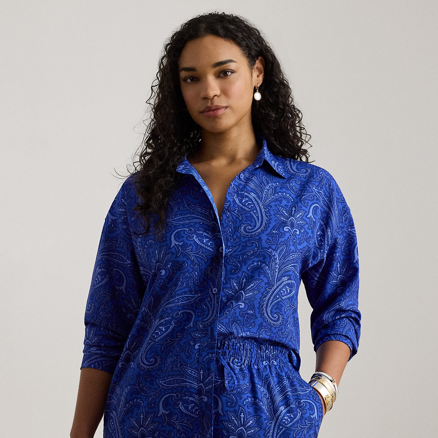 Curve - Relaxed Fit Paisley Crepe Shirt