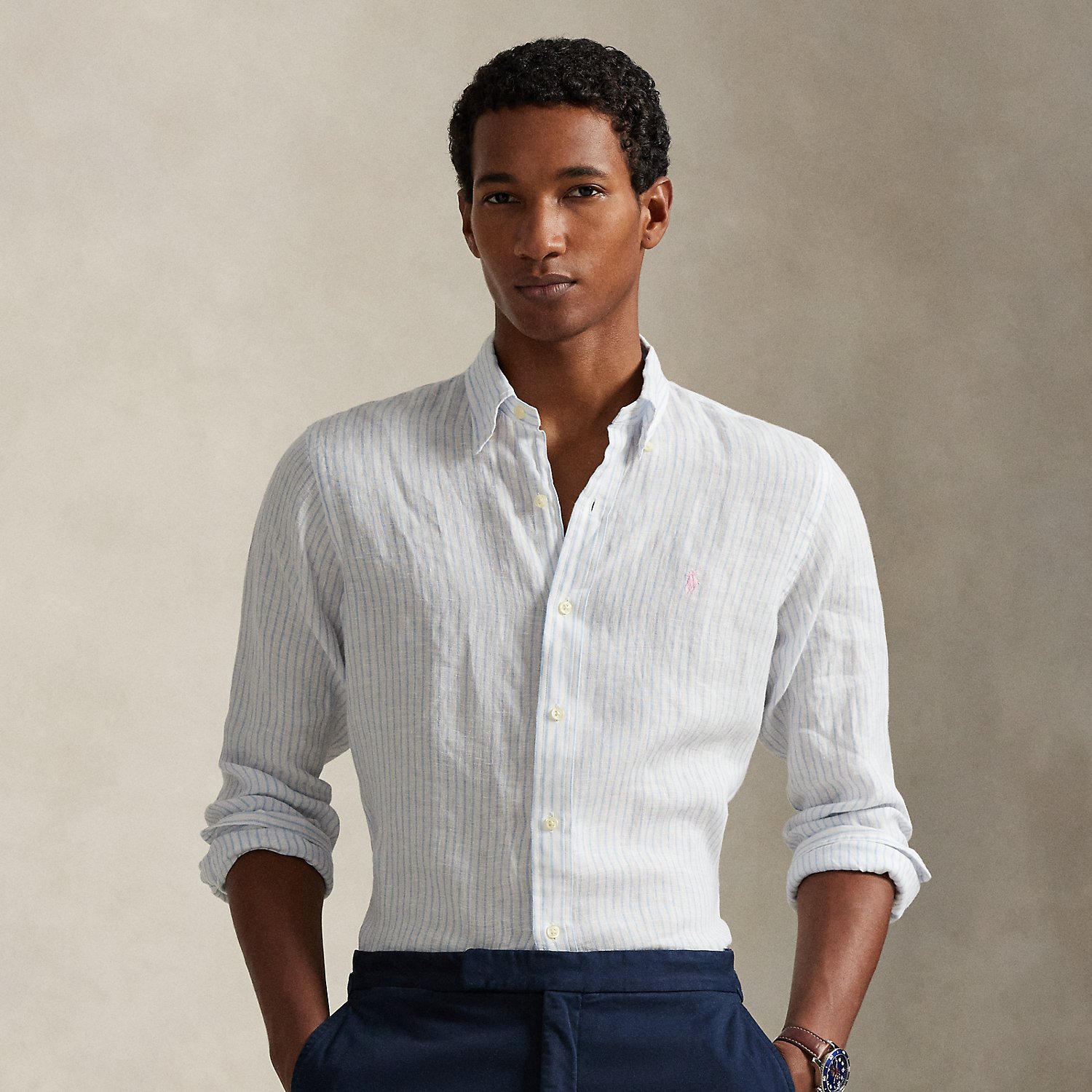 Slim Fit Striped Linen Shirt