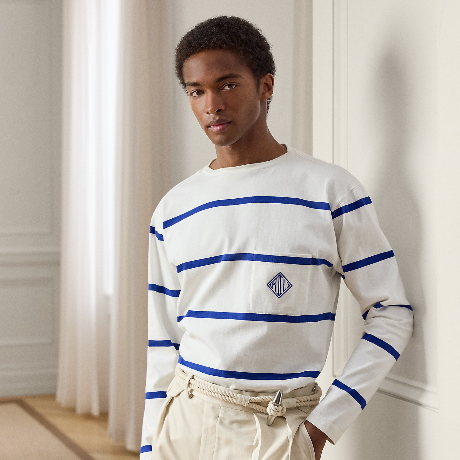 Relaxed Fit Striped Boatneck T-Shirt