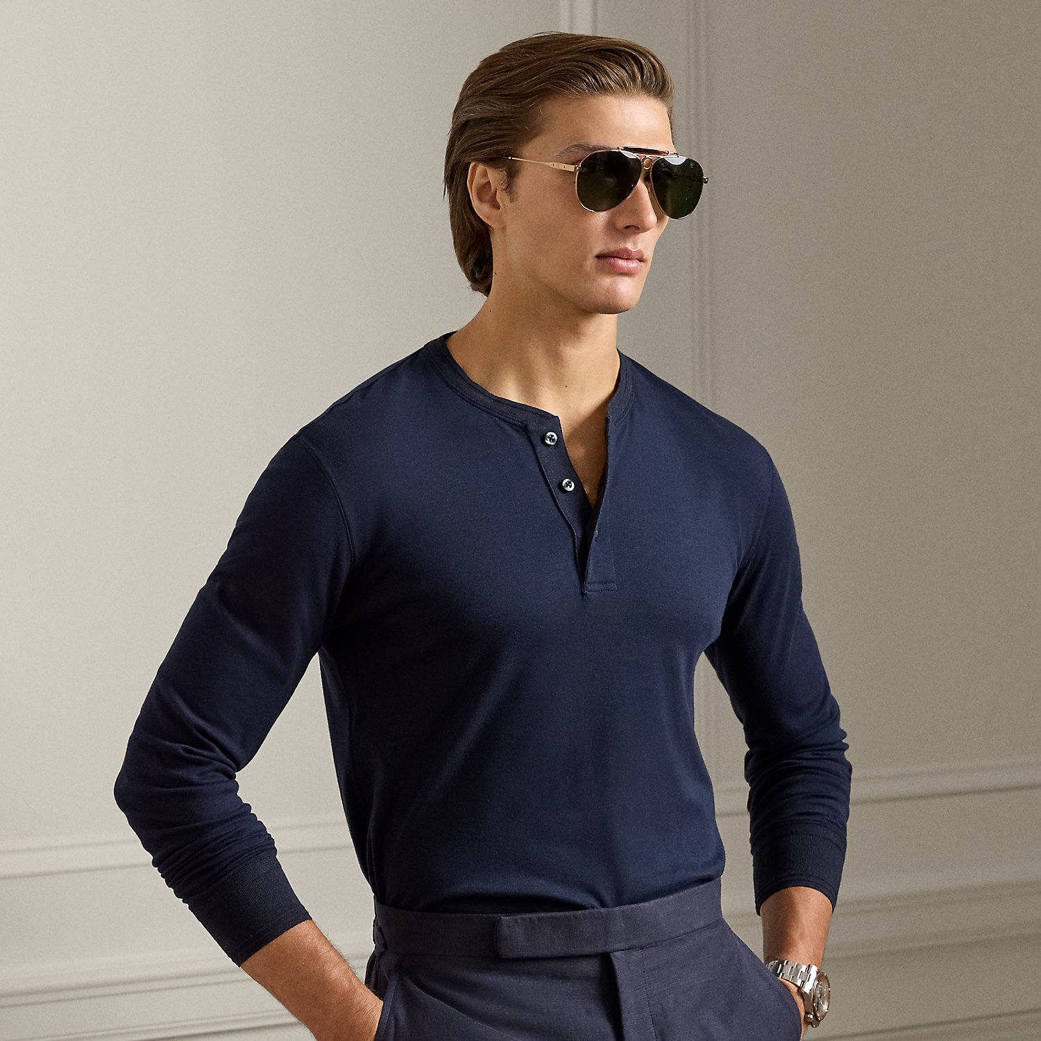 Interlock Henley Shirt by Ralph Lauren Purple Label